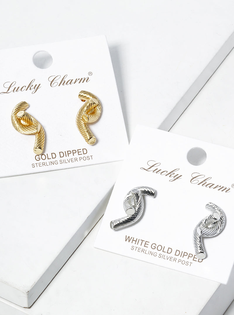 Animal-Theme 18K-Gold-Dipped CZ Rabbit Post Stud Earrings