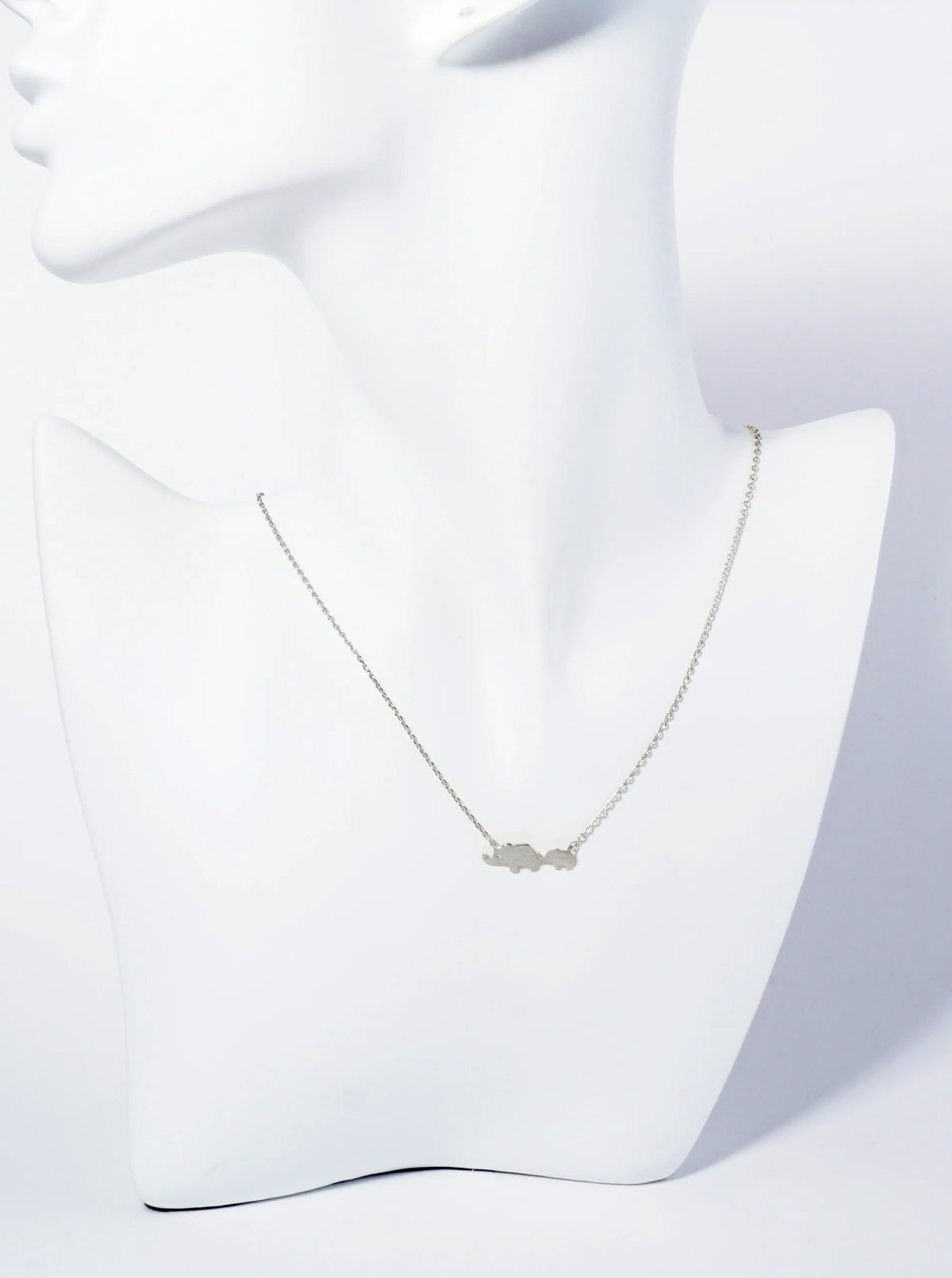 18K Gold Dipped Two Brushed Brass Elephants Pendant Necklace