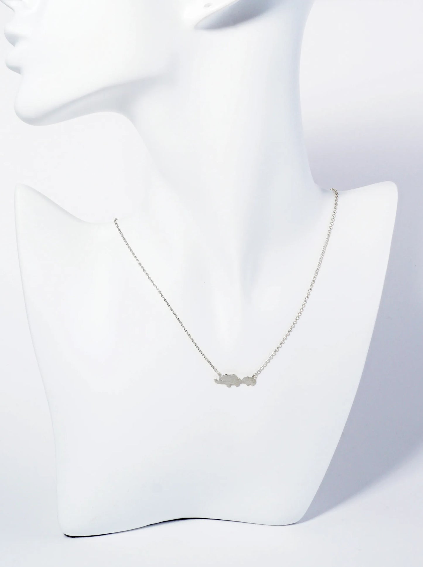 18K Gold Dipped Two Brushed Brass Elephants Pendant Necklace