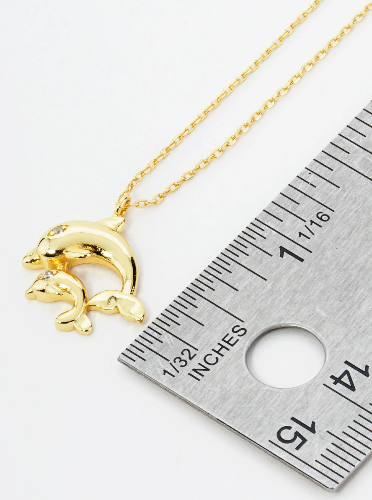18K Gold Dipped Two Dolphins Pendant Necklace