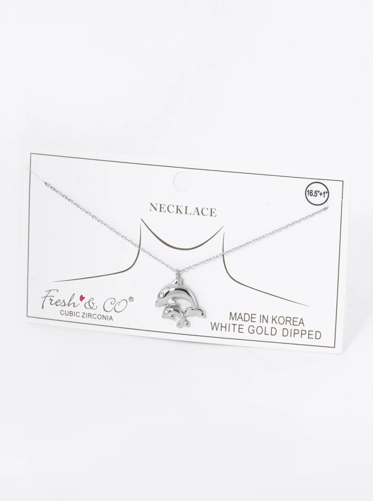 18K Gold Dipped Two Dolphins Pendant Necklace