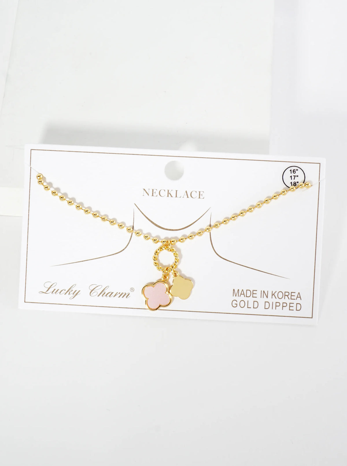 18K Gold Dipped Two Quatrefoils Pendant Ball Chain Necklace