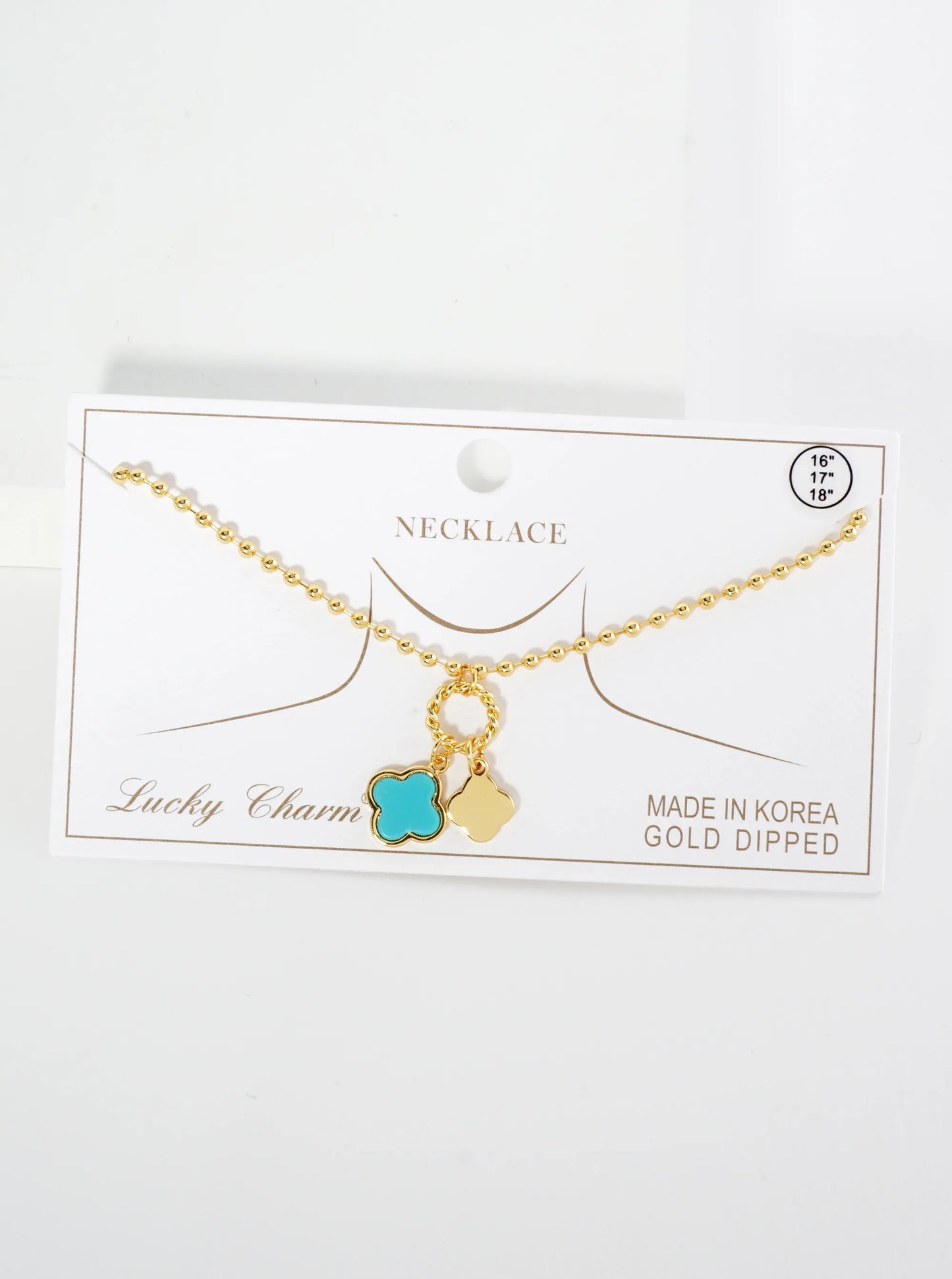 18K Gold Dipped Two Quatrefoils Pendant Ball Chain Necklace