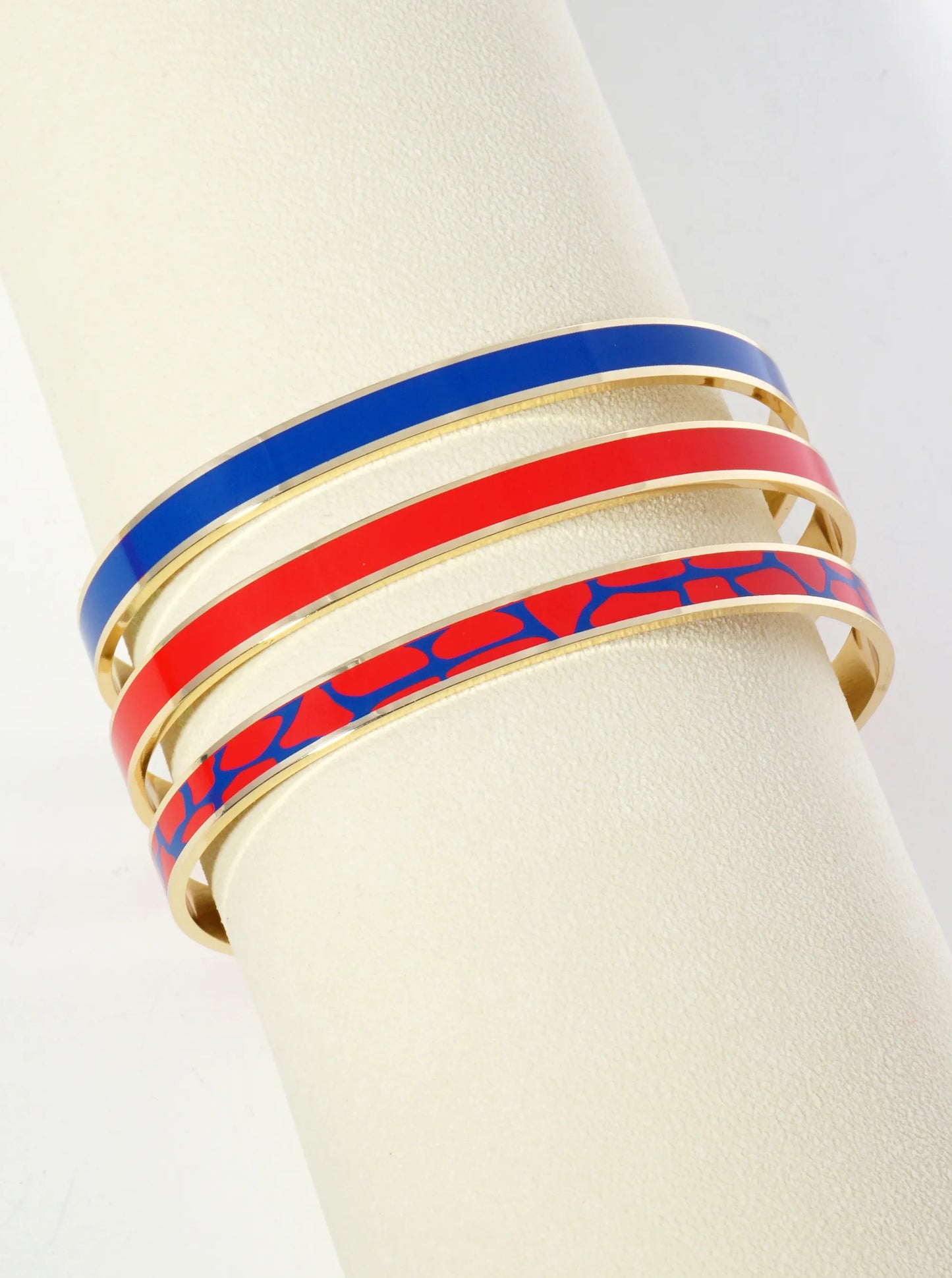 18K Gold Dipped Two-Tone Animal Print Game Day Enamel Cuff Bracelet