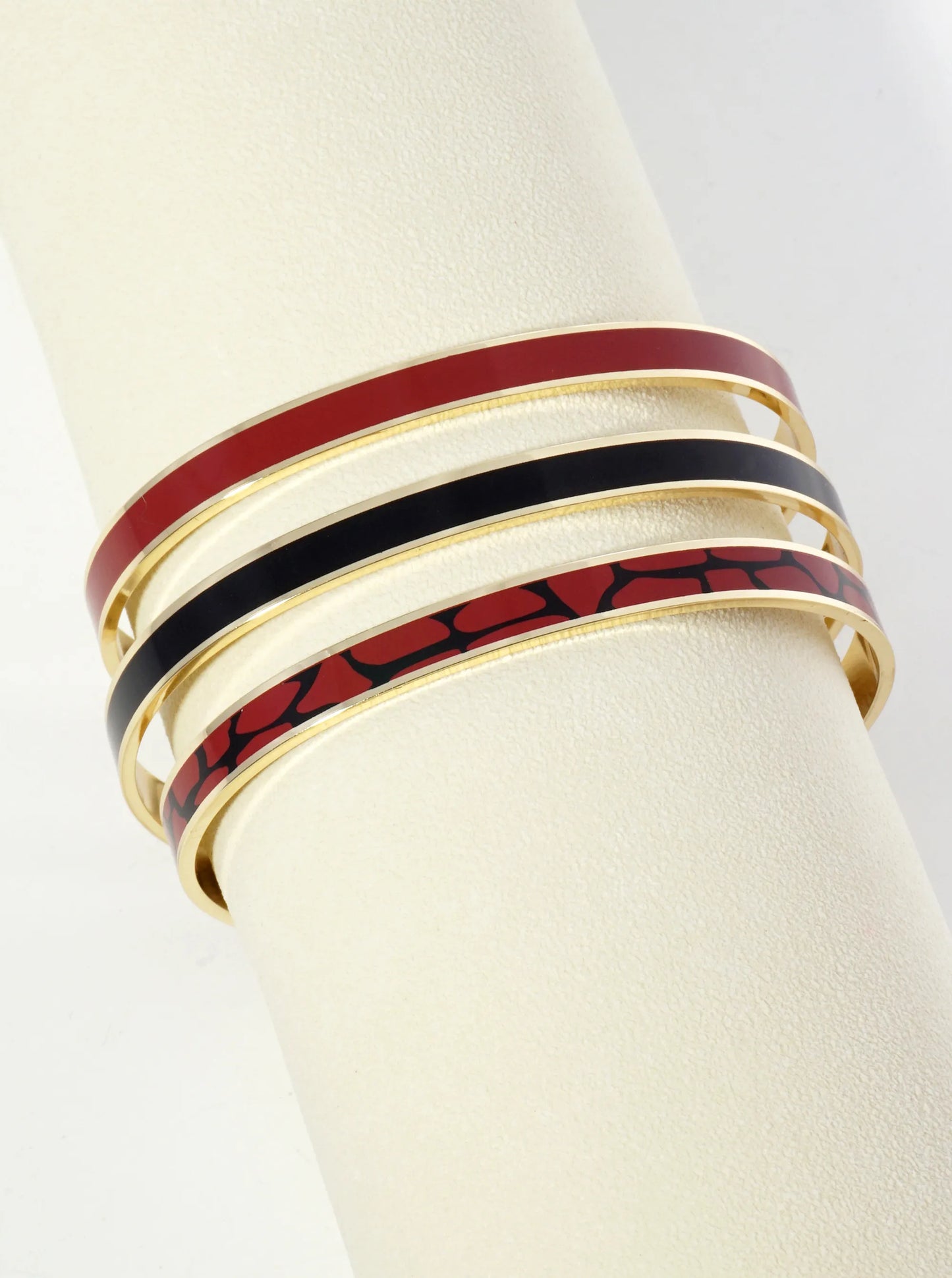 18K Gold Dipped Two-Tone Animal Print Game Day Enamel Cuff Bracelet