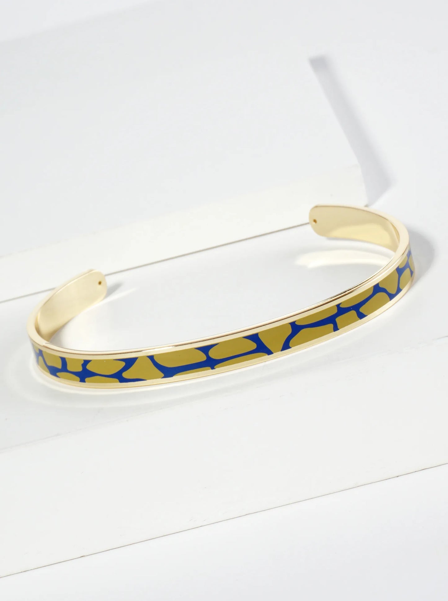 18K Gold Dipped Two-Tone Animal Print Game Day Enamel Cuff Bracelet