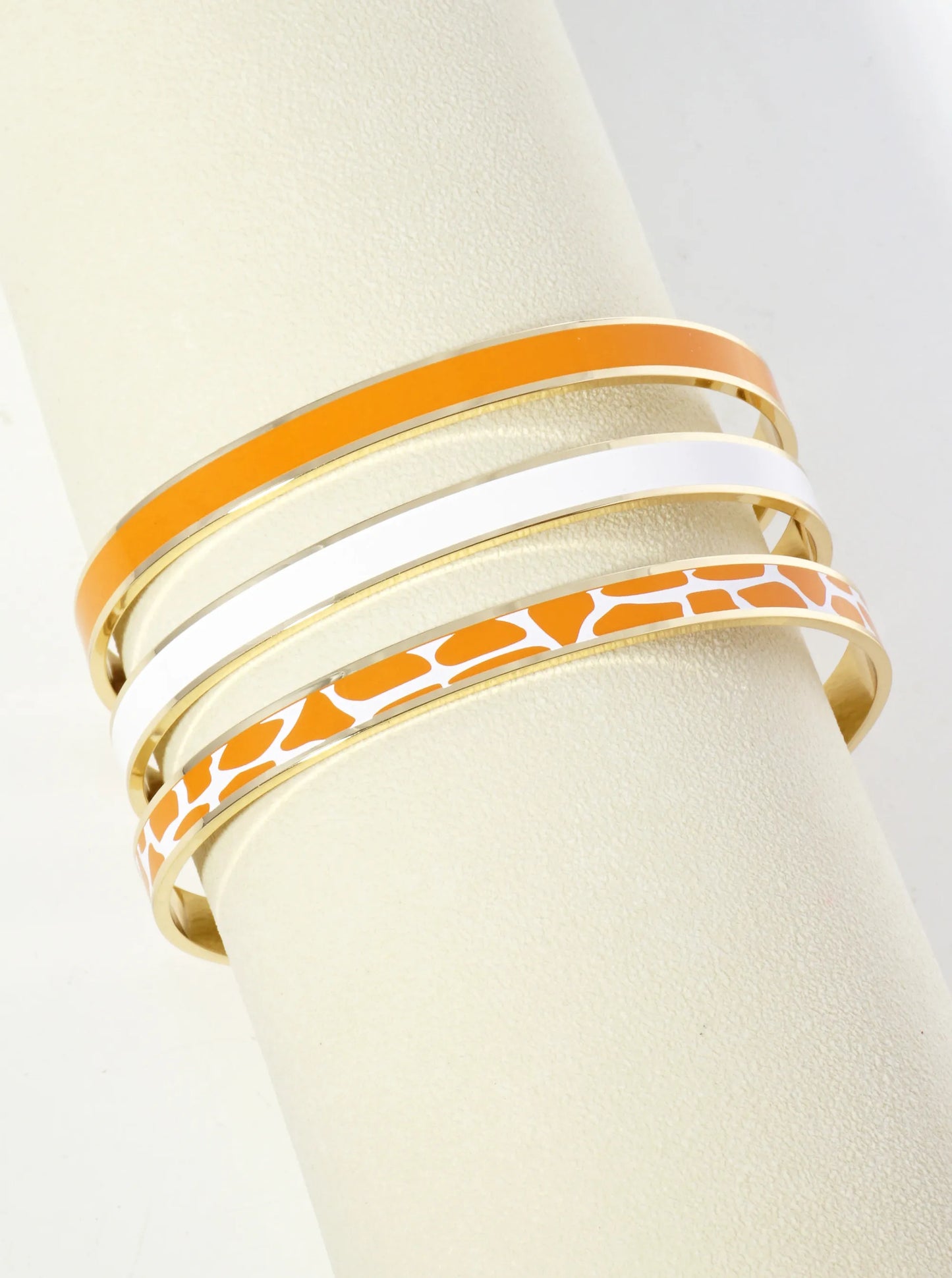 18K Gold Dipped Two-Tone Animal Print Game Day Enamel Cuff Bracelet