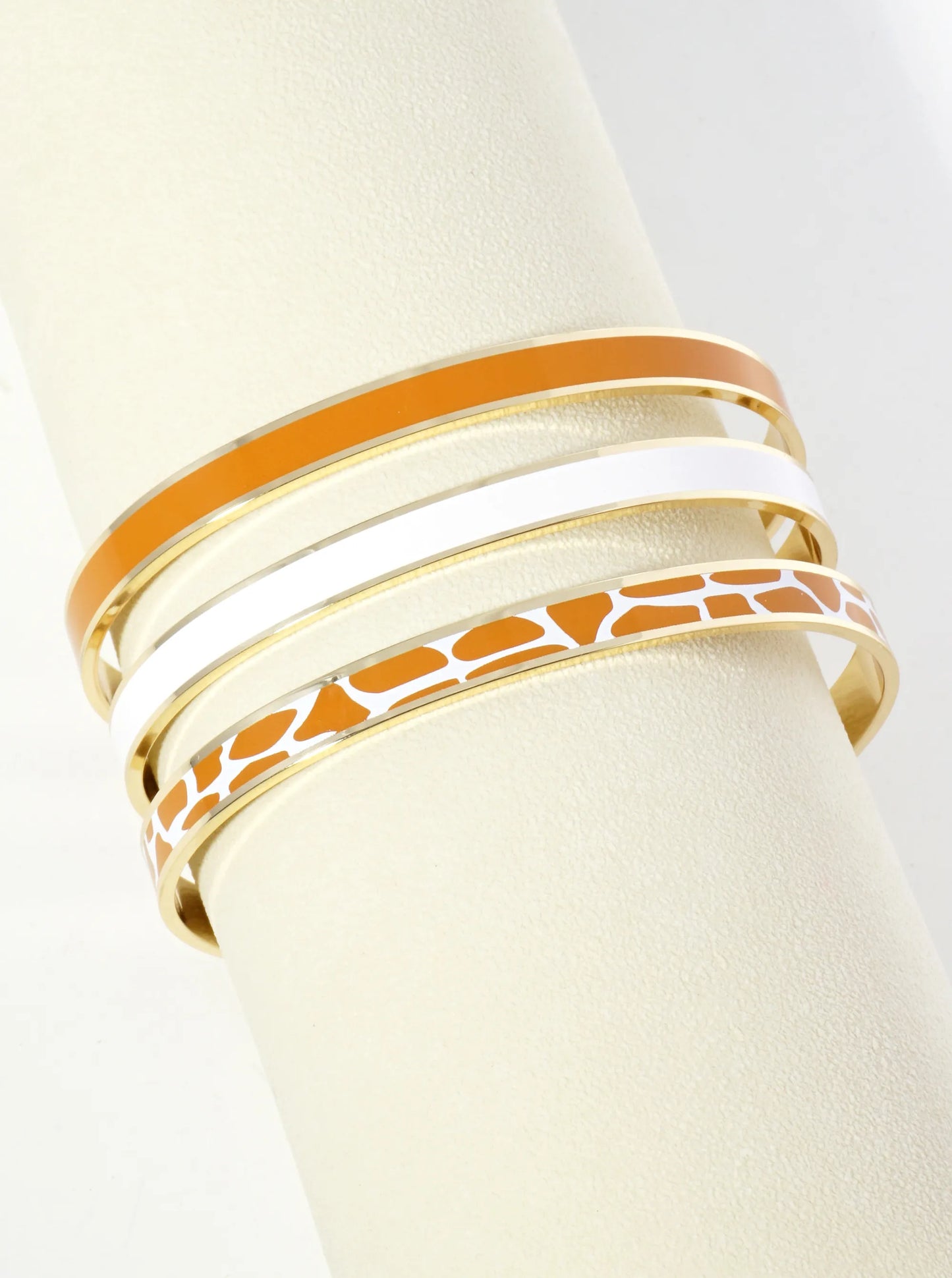 18K Gold Dipped Two-Tone Animal Print Game Day Enamel Cuff Bracelet