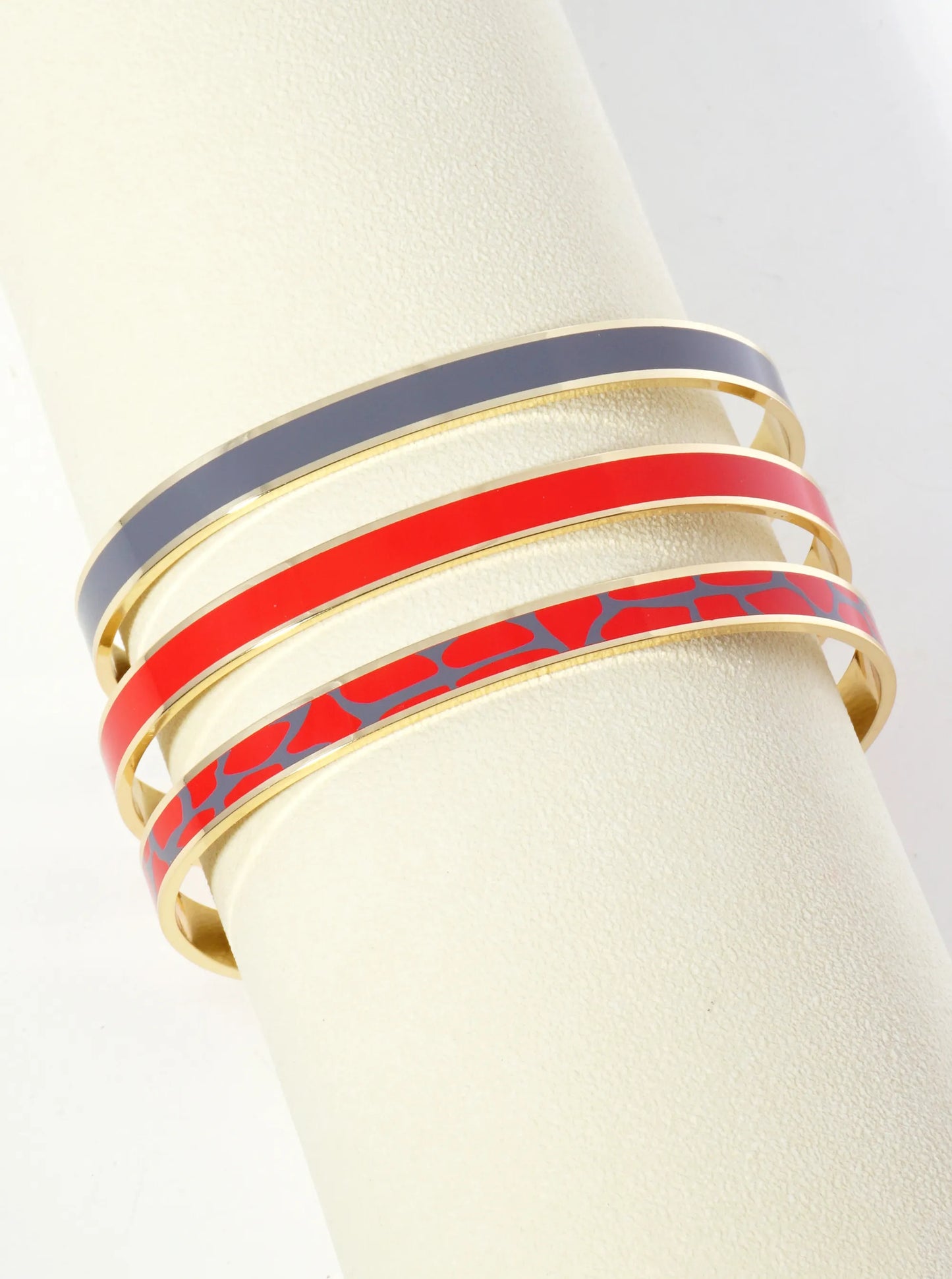 18K Gold Dipped Two-Tone Animal Print Game Day Enamel Cuff Bracelet