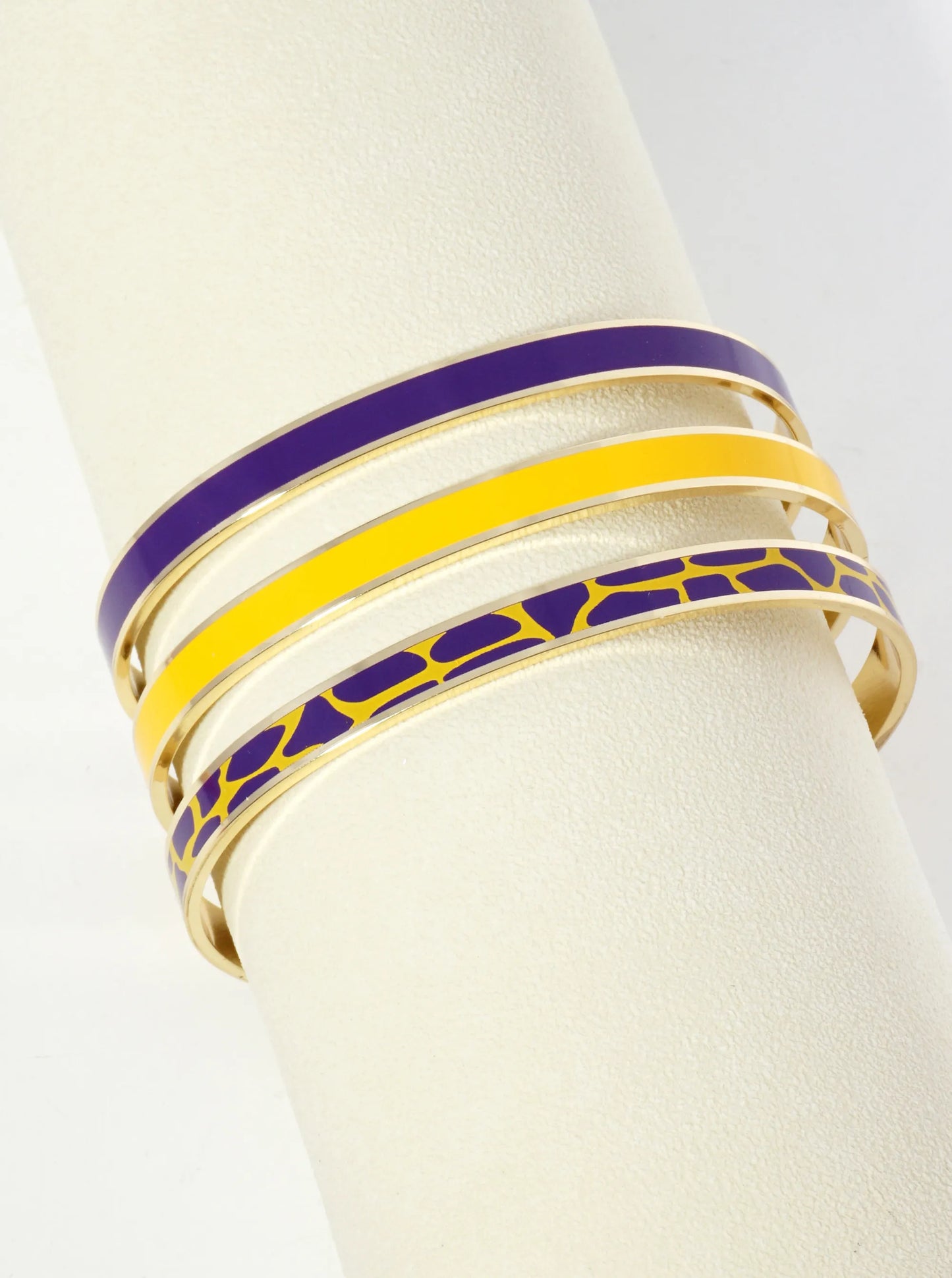 18K Gold Dipped Two-Tone Animal Print Game Day Enamel Cuff Bracelet