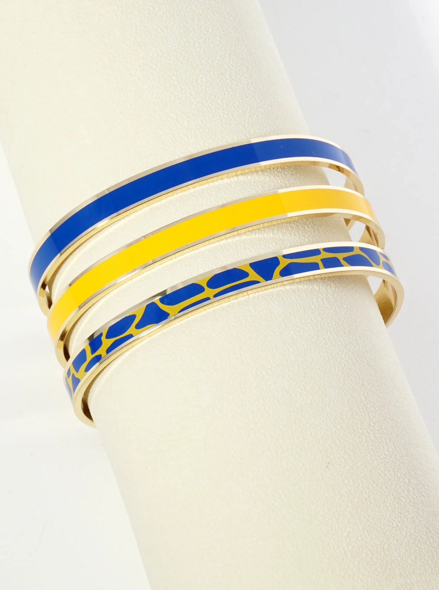 18K Gold Dipped Two-Tone Animal Print Game Day Enamel Cuff Bracelet