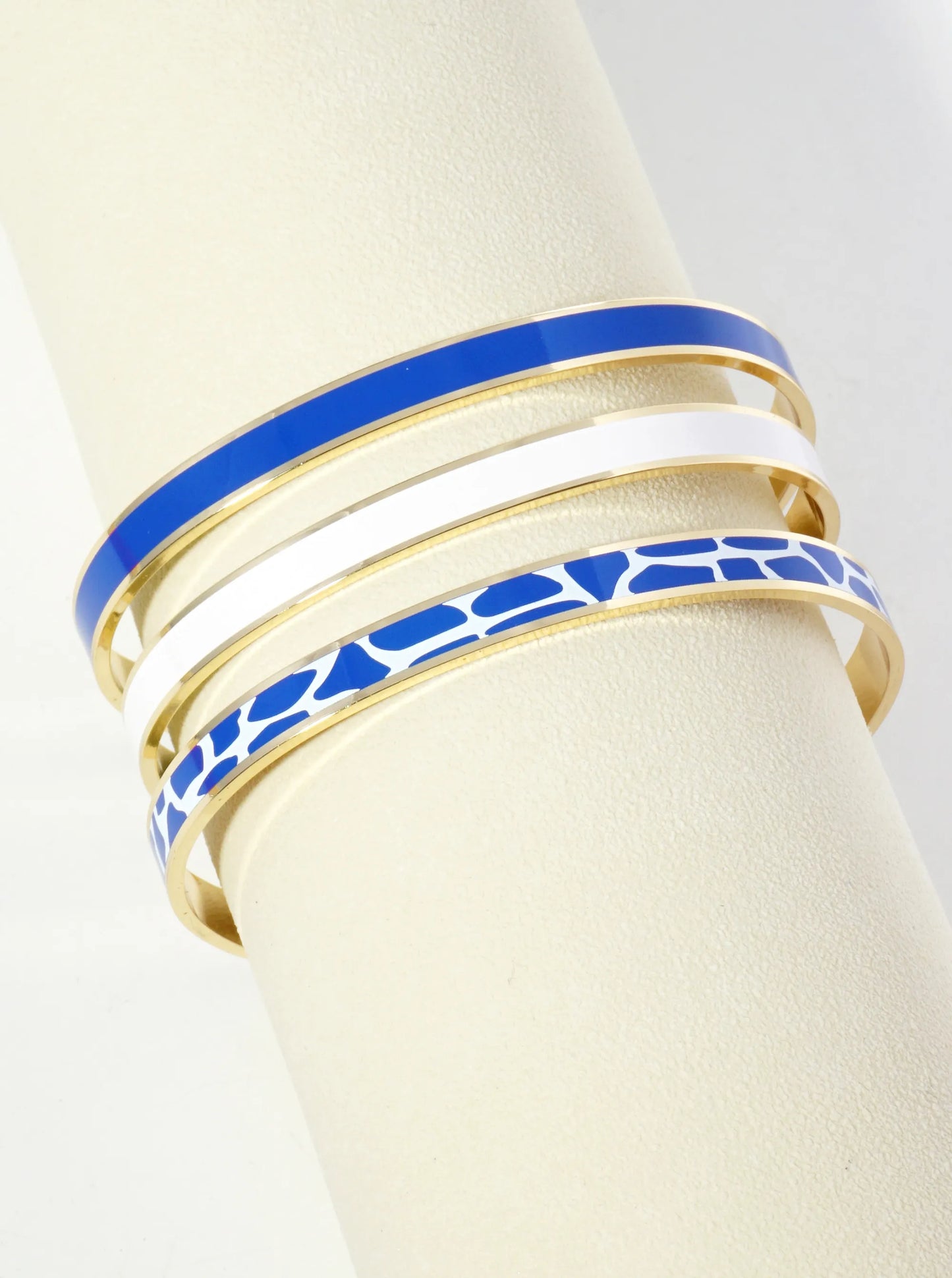 18K Gold Dipped Two-Tone Animal Print Game Day Enamel Cuff Bracelet