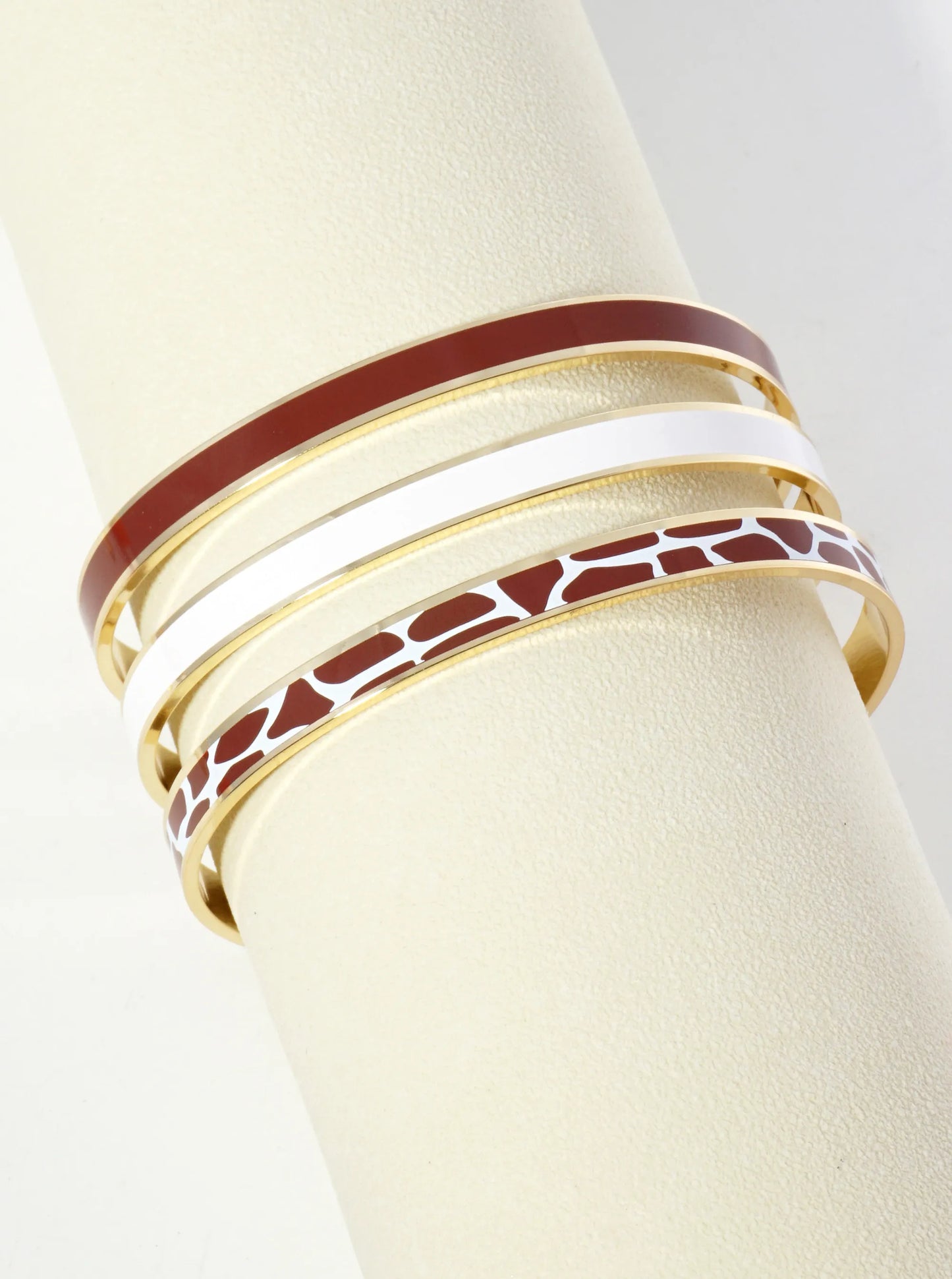 18K Gold Dipped Two-Tone Animal Print Game Day Enamel Cuff Bracelet