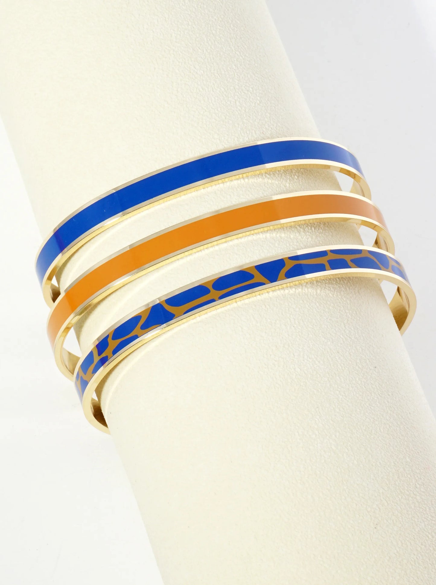 18K Gold Dipped Two-Tone Animal Print Game Day Enamel Cuff Bracelet