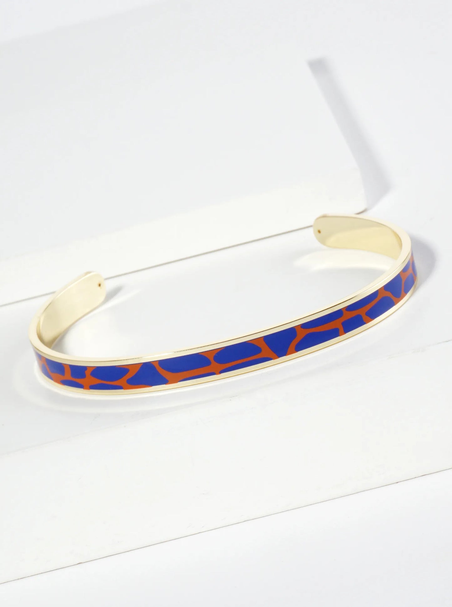 18K Gold Dipped Two-Tone Animal Print Game Day Enamel Cuff Bracelet