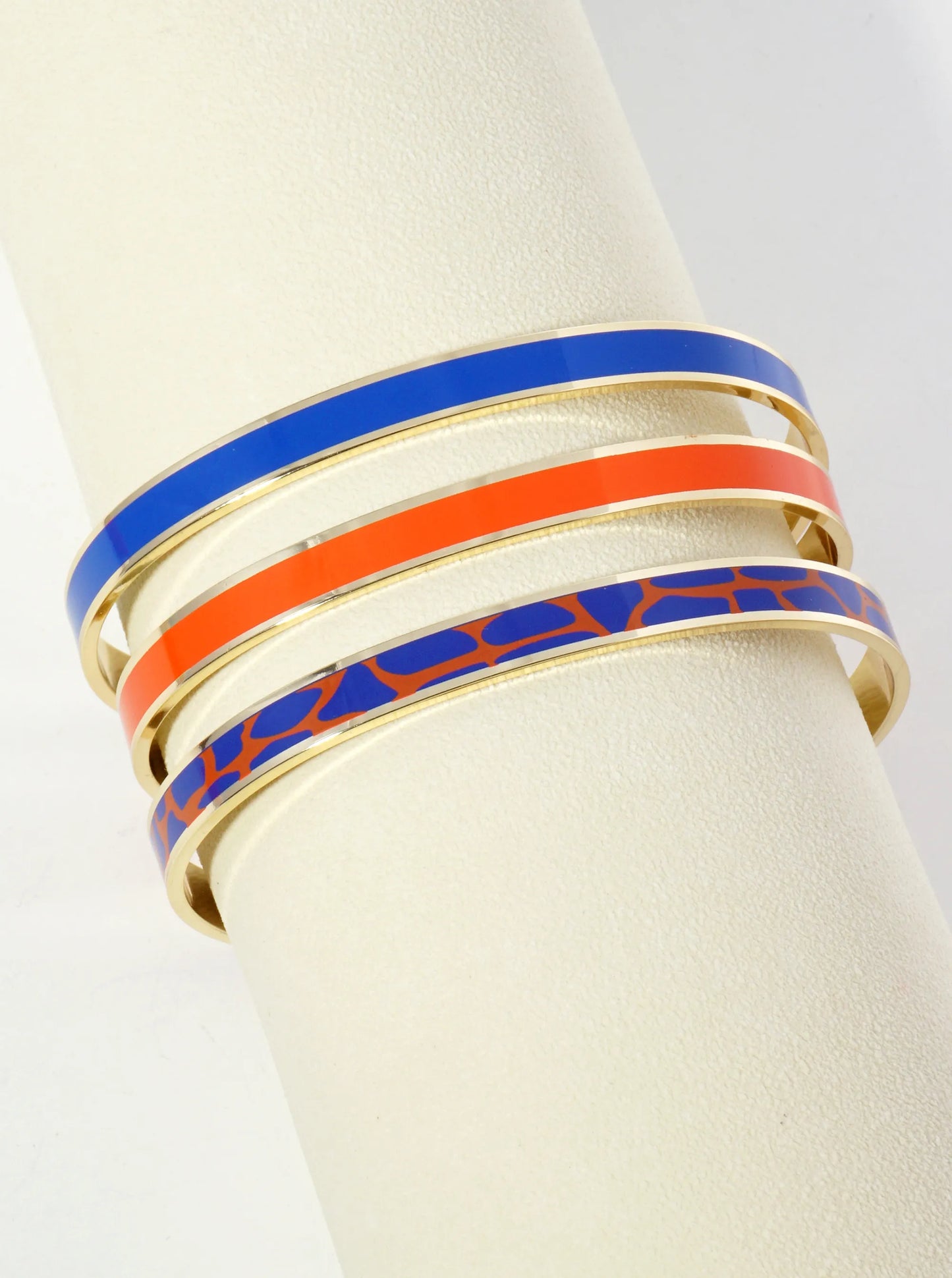 18K Gold Dipped Two-Tone Animal Print Game Day Enamel Cuff Bracelet