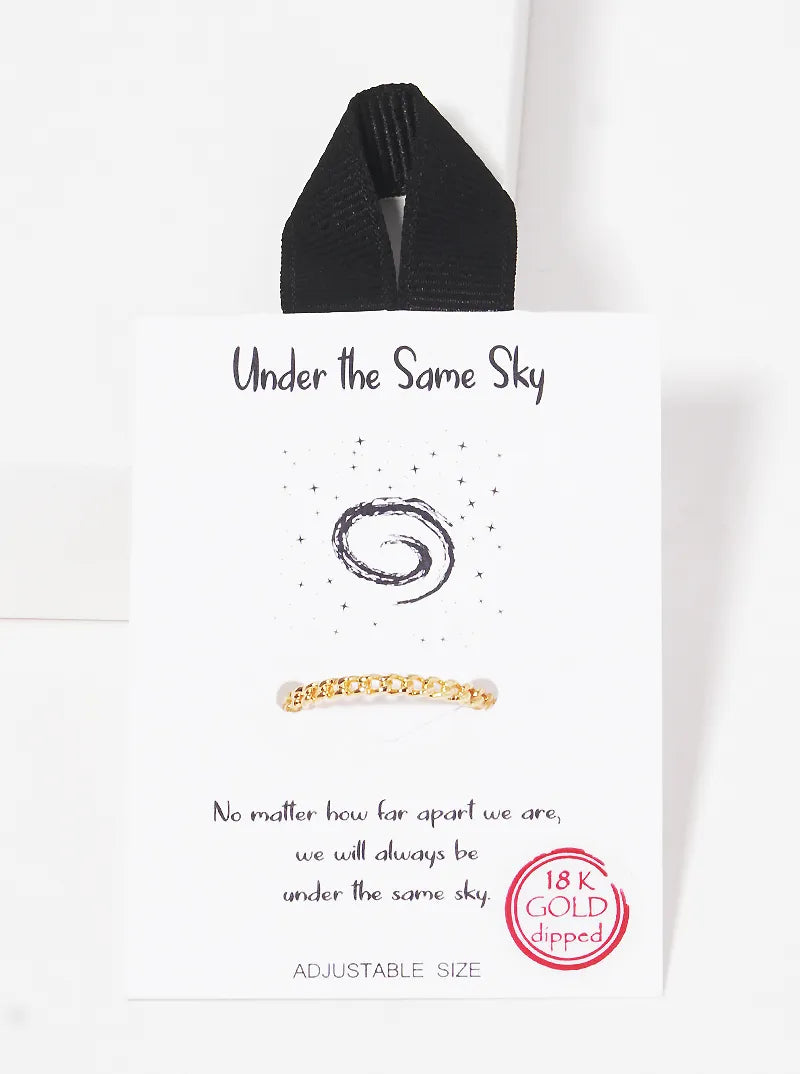 18K Gold Dipped Under The Same Sky Chain Adjustable Ring