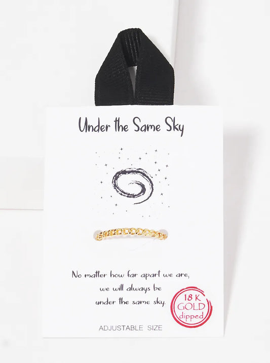 18K Gold Dipped Under The Same Sky Chain Adjustable Ring