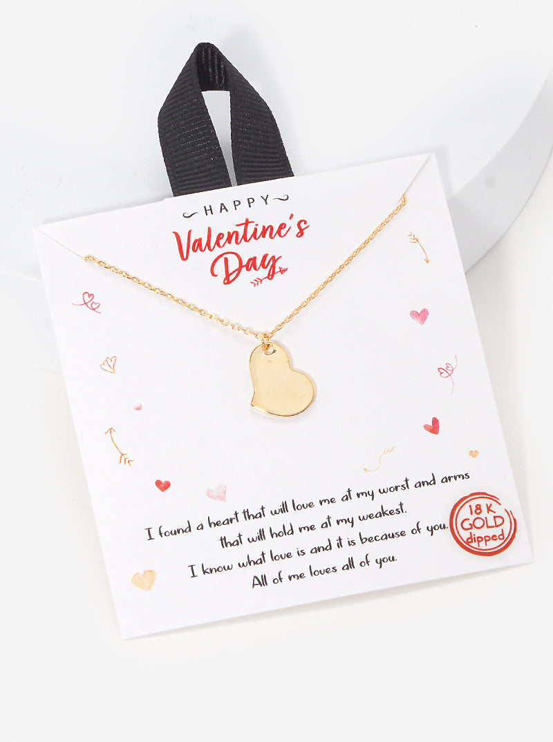 18K Gold Dipped Valentines Day Heart Pendant Necklace
