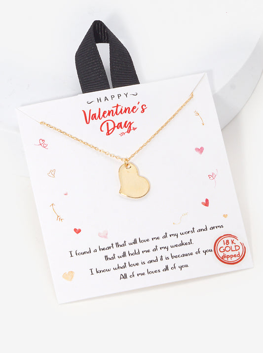 18K Gold Dipped Valentines Day Heart Pendant Necklace