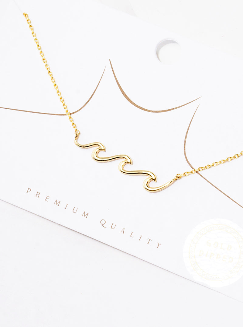18K Gold Dipped Wave Pendant Necklace