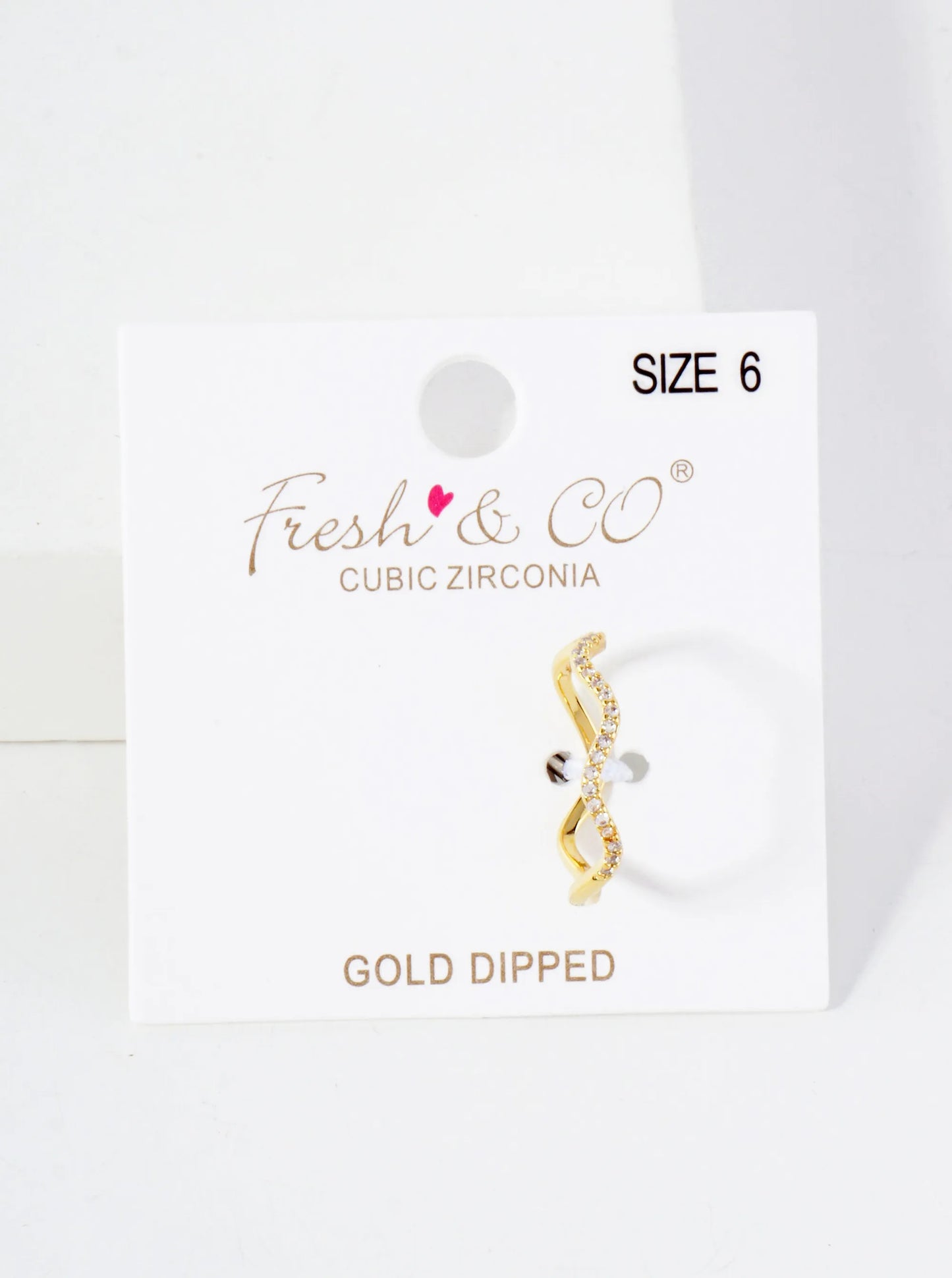18K-Gold-Dipped Wavy CZ Minimalist Ring