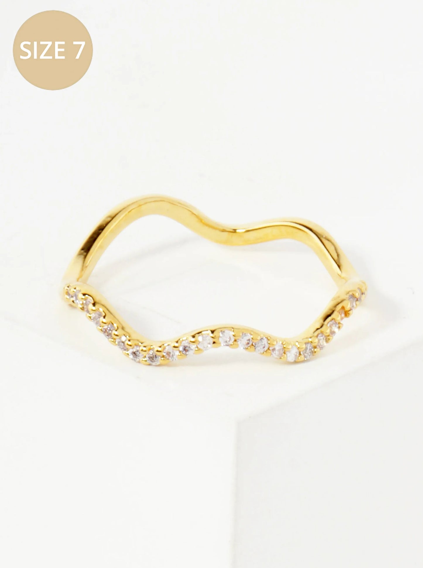 18K-Gold-Dipped Wavy CZ Minimalist Ring