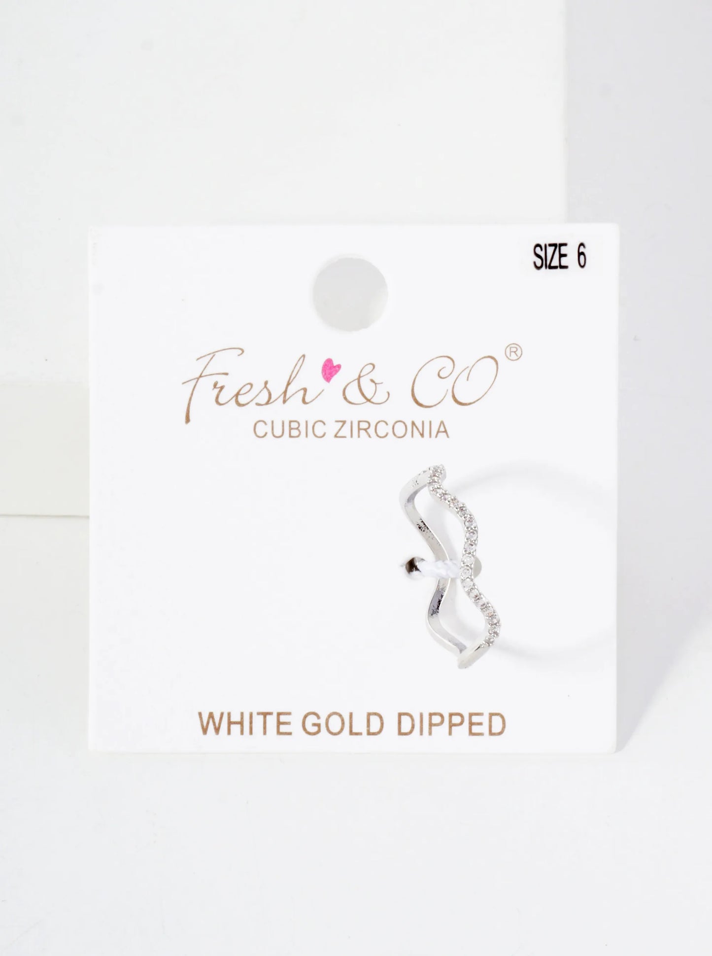 18K-Gold-Dipped Wavy CZ Minimalist Ring