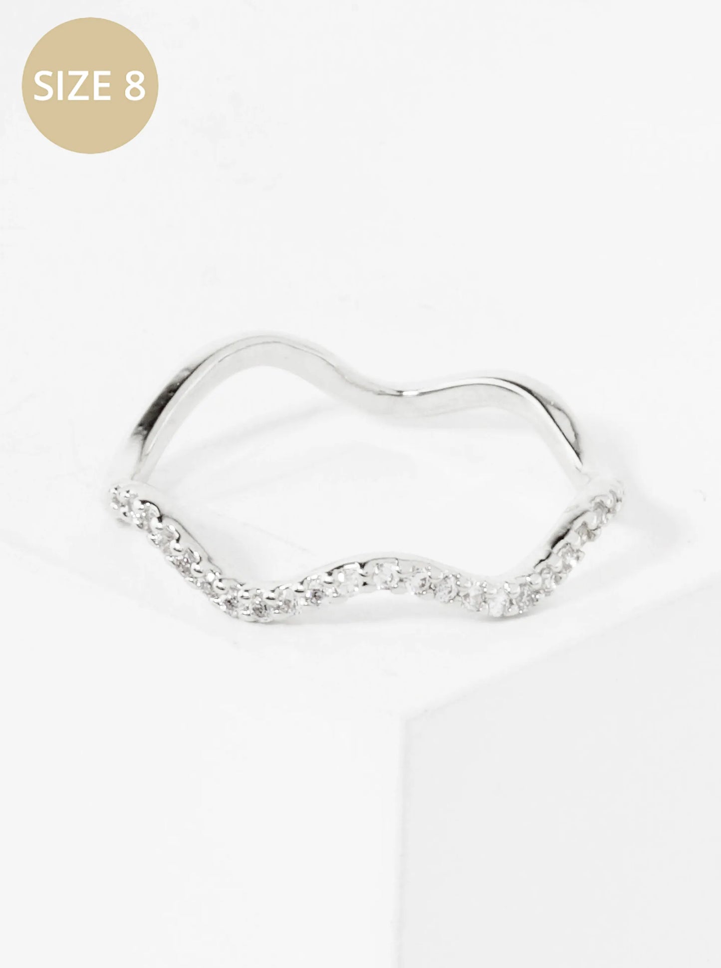 18K-Gold-Dipped Wavy CZ Minimalist Ring