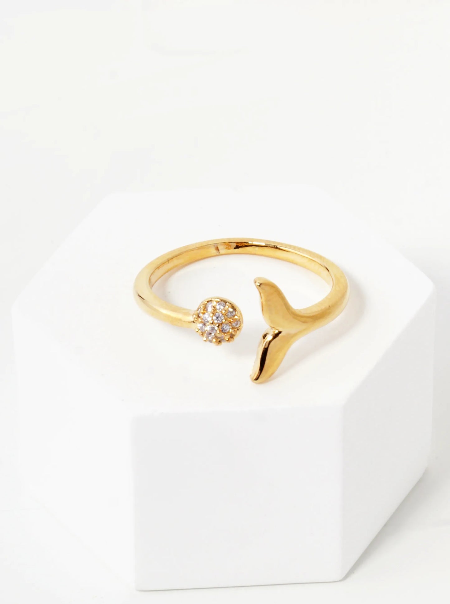 18K Gold Dipped Whale Tail Adjustable Brass Ring
