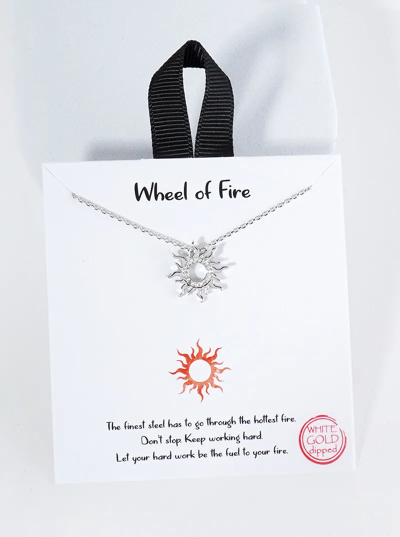 18K Gold Dipped Wheel Of Fire Sun Pendant Necklace