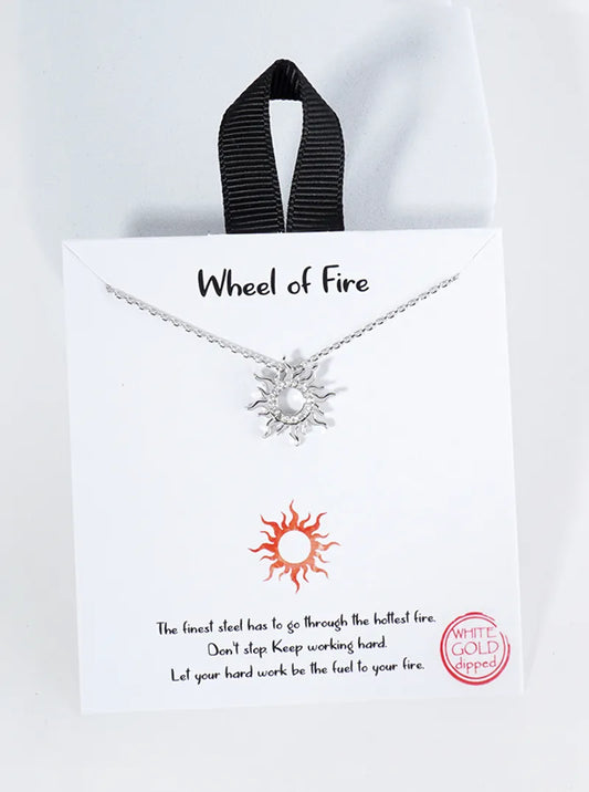 18K Gold Dipped Wheel Of Fire Sun Pendant Necklace