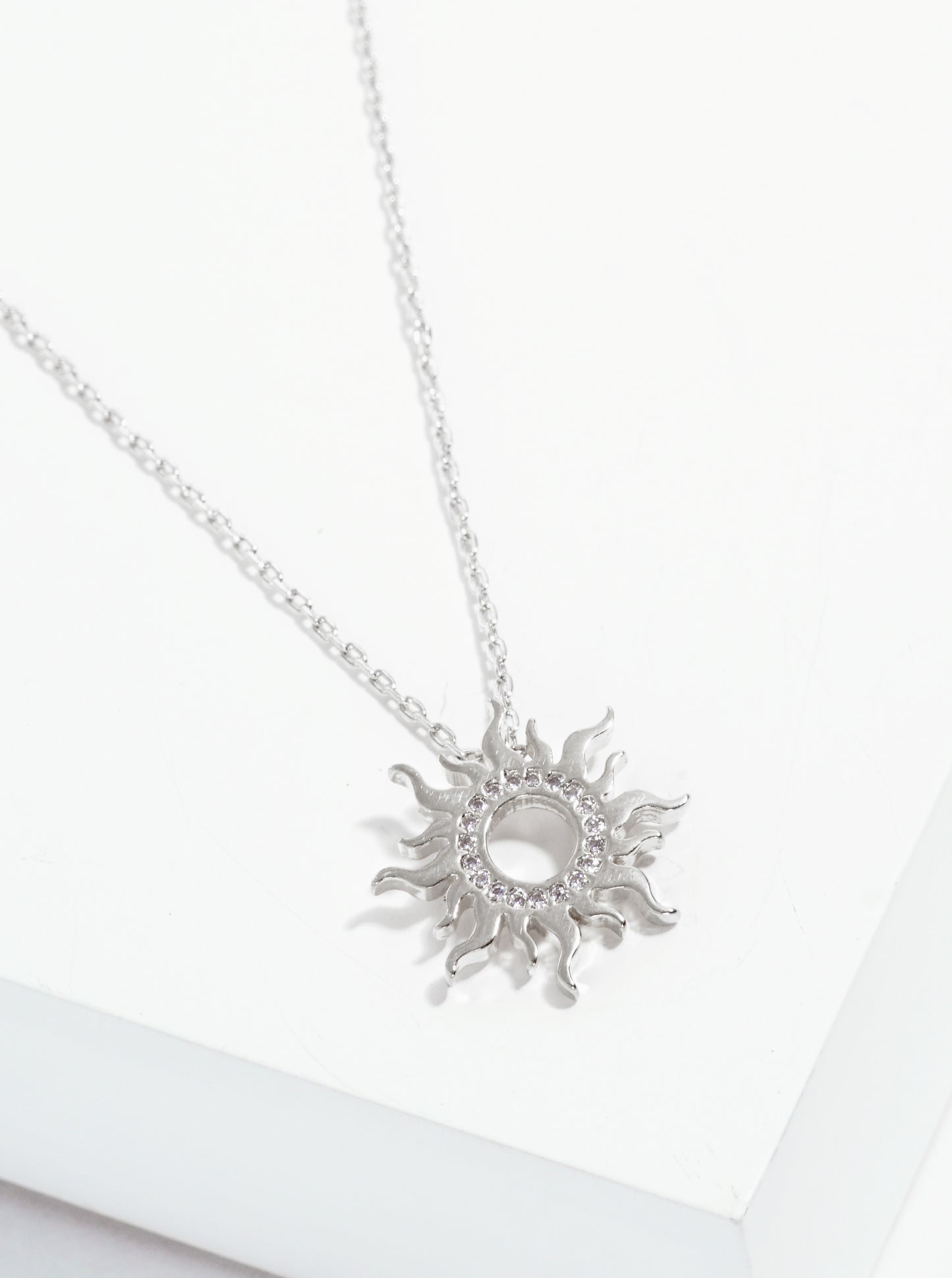 18K Gold Dipped Wheel Of Fire Sun Pendant Necklace