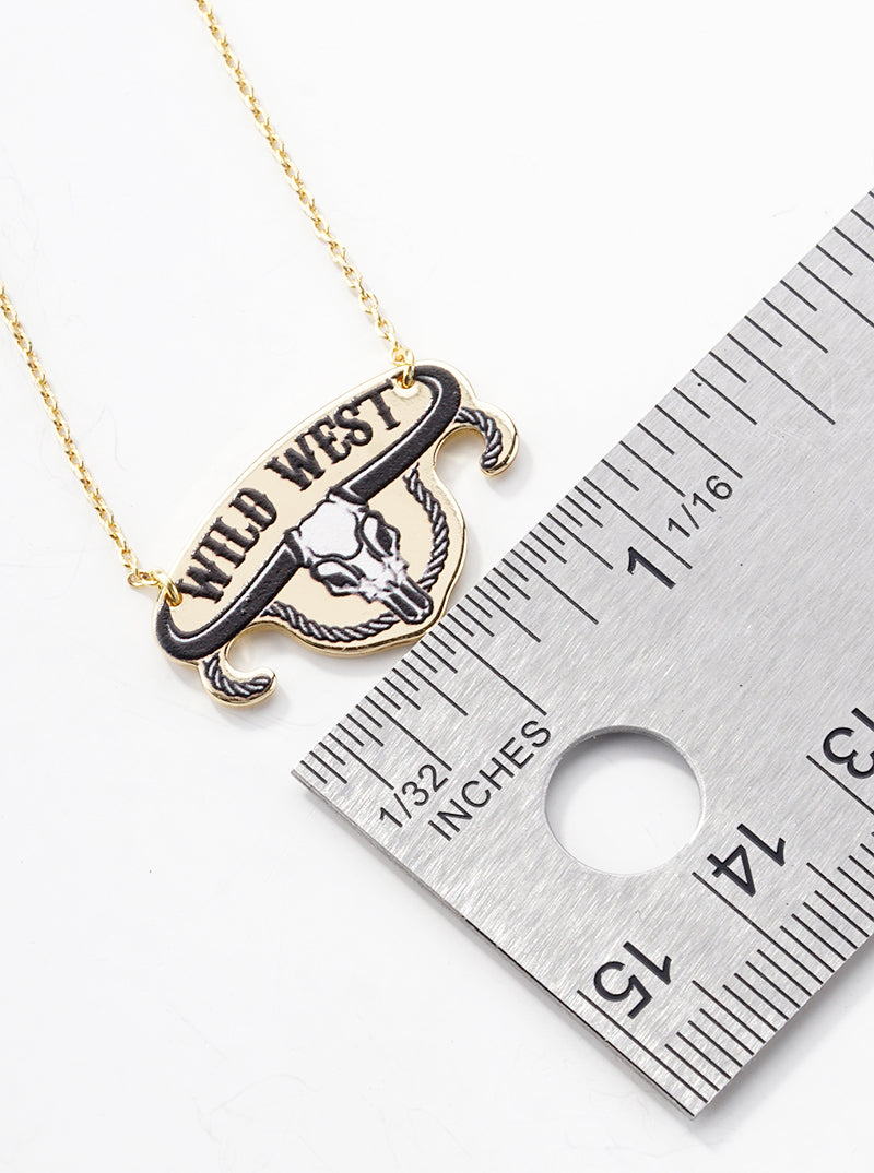 18K Gold Dipped Wild West Null Head Skull Pendant Necklace