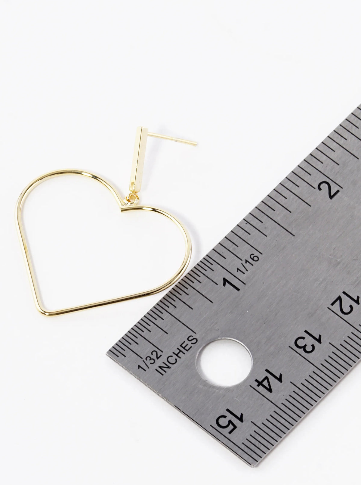 18K Gold Dipped Wire Heart Drop Dangle Post Earrings