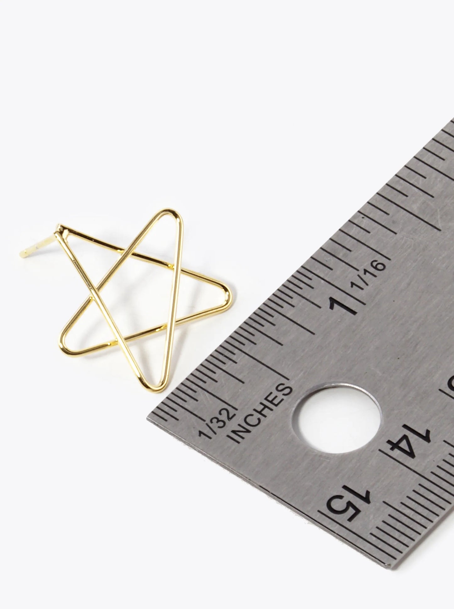 18K Gold Dipped Flat Brass Four Leaf Clover Stud Earrings
