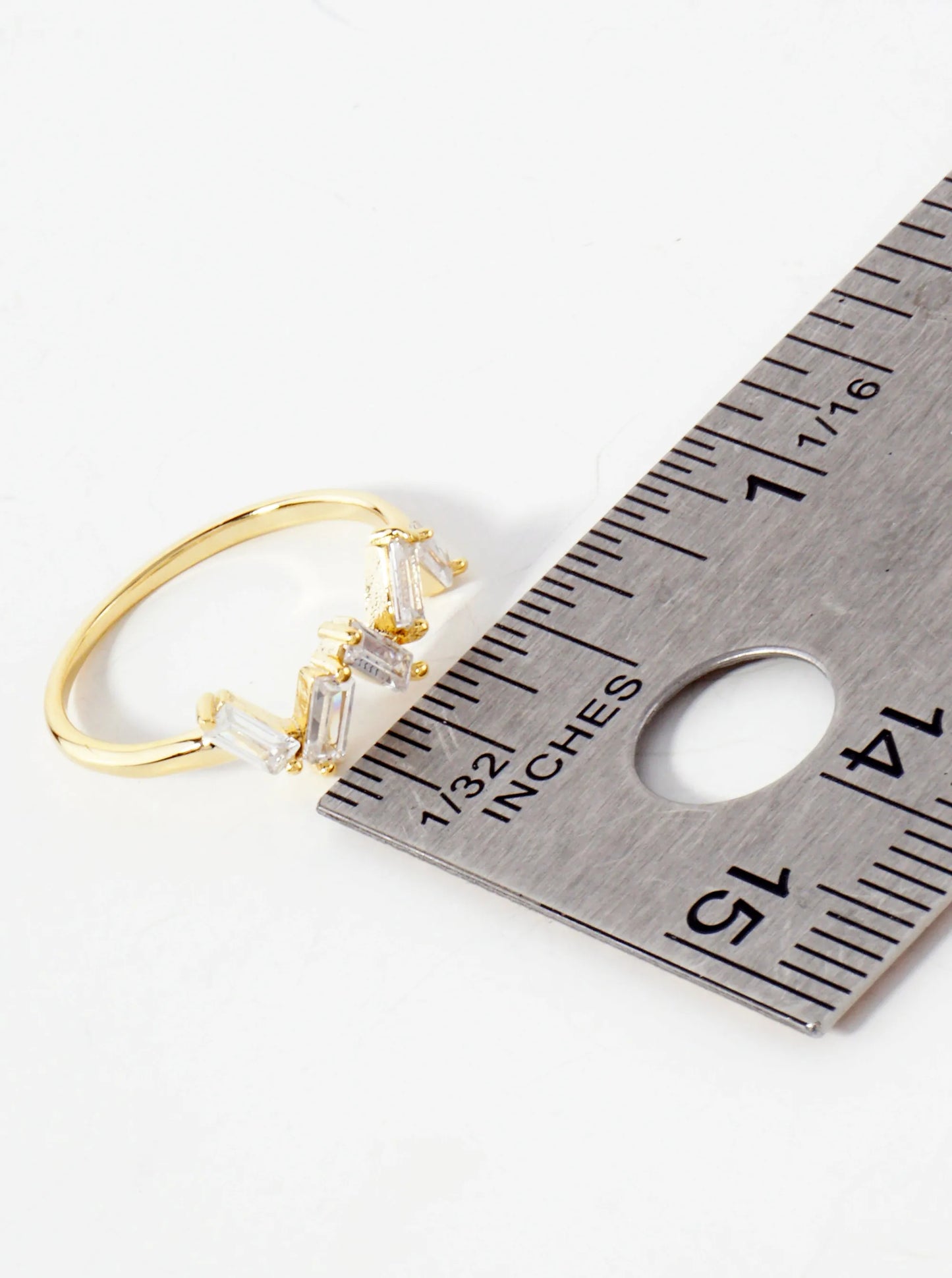 18K-Gold-Dipped Zigzag Baguette CZ Ring