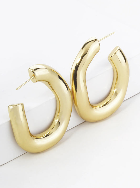 18K Gold Plated 38mm Stainless Steel Hoop Earrings