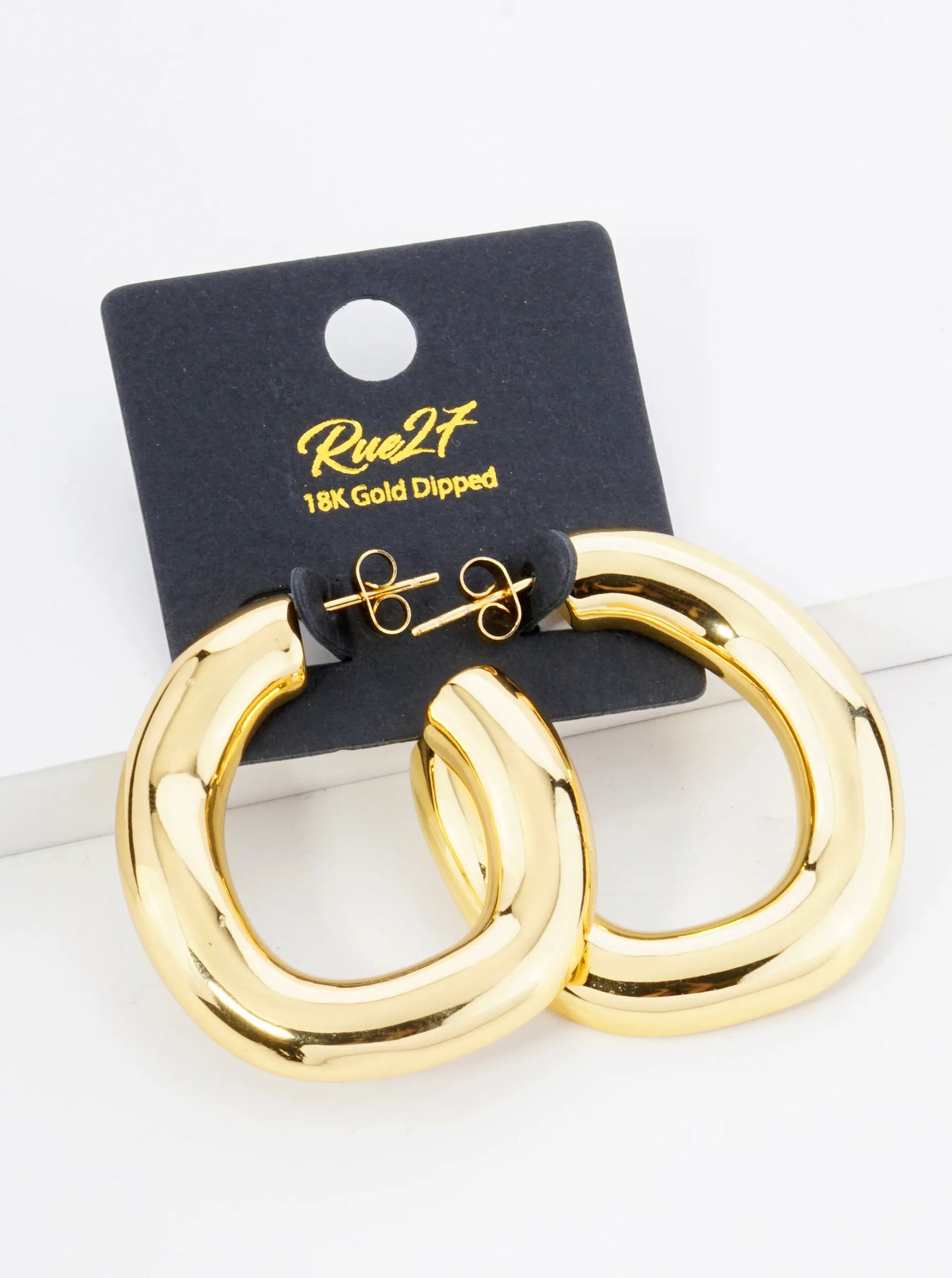 18K Gold Plated 38mm Stainless Steel Hoop Earrings