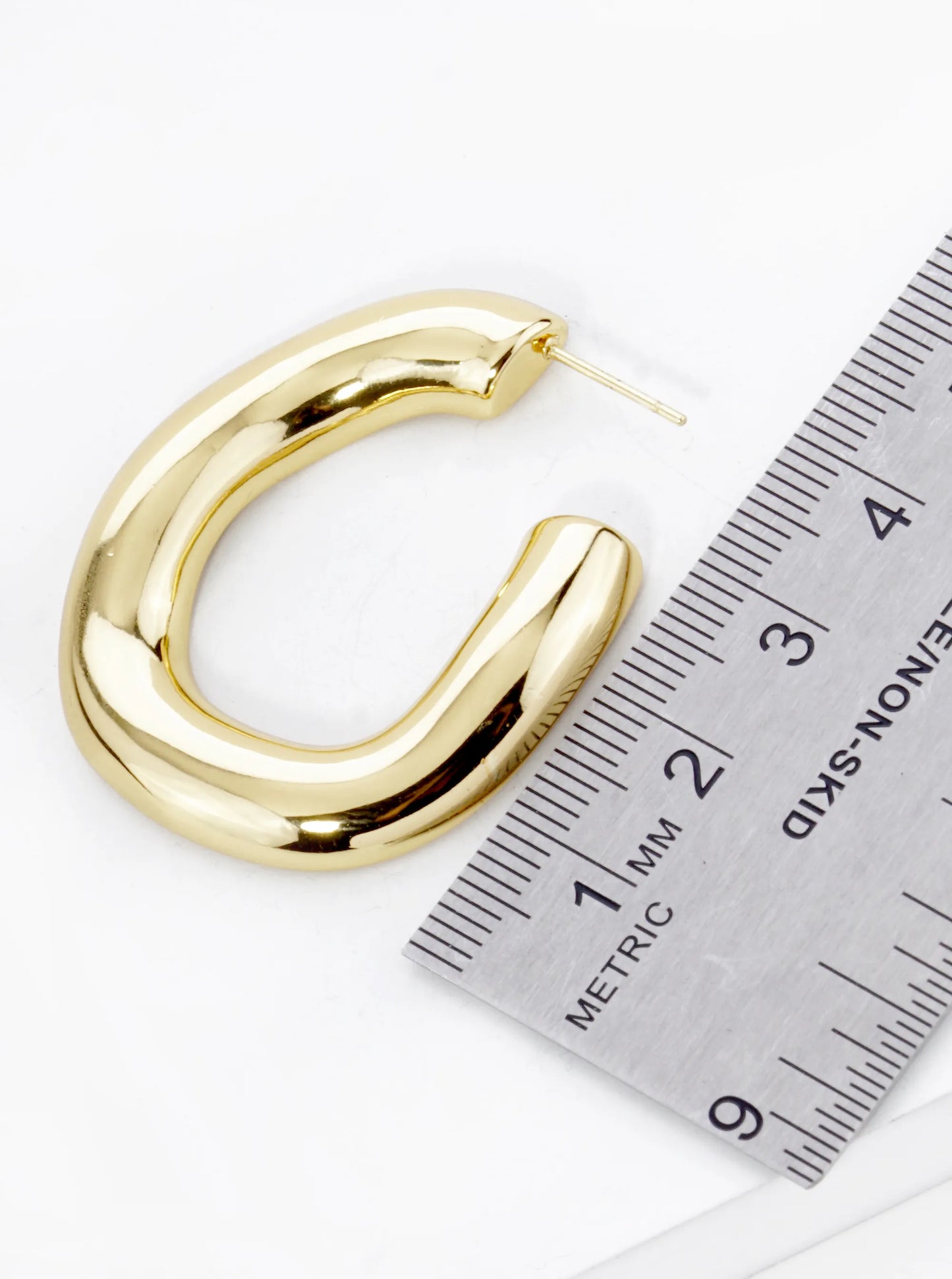 18K Gold Plated 38mm Stainless Steel Hoop Earrings