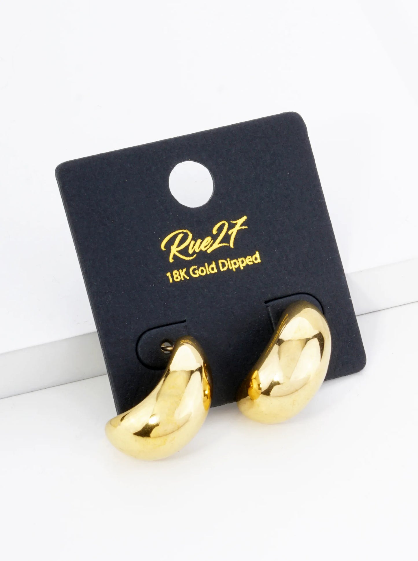 18K Gold Plated Stainless Steel 20mm Small Puffy Hoop Earrings