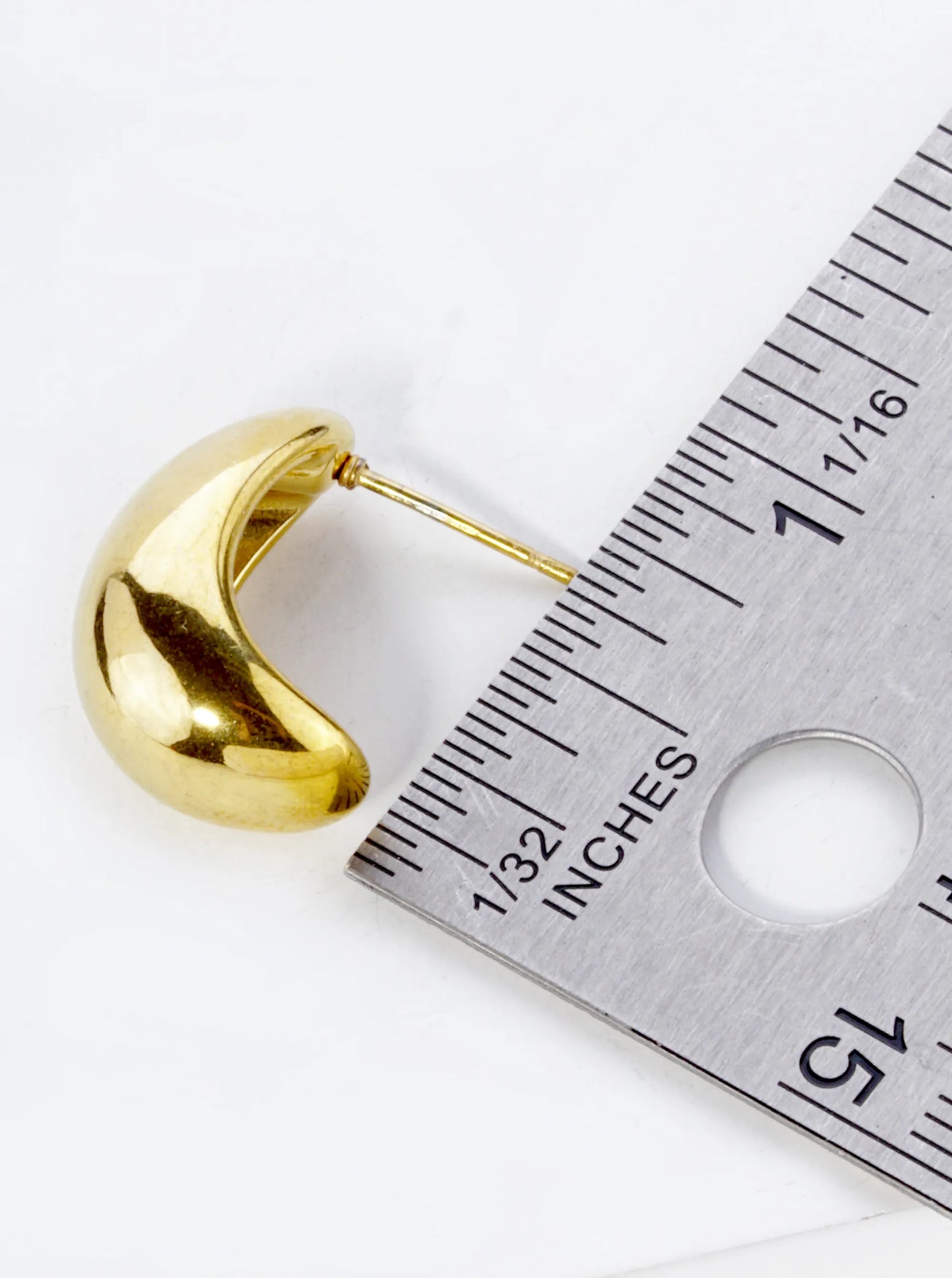 18K Gold Plated Stainless Steel 20mm Small Puffy Hoop Earrings