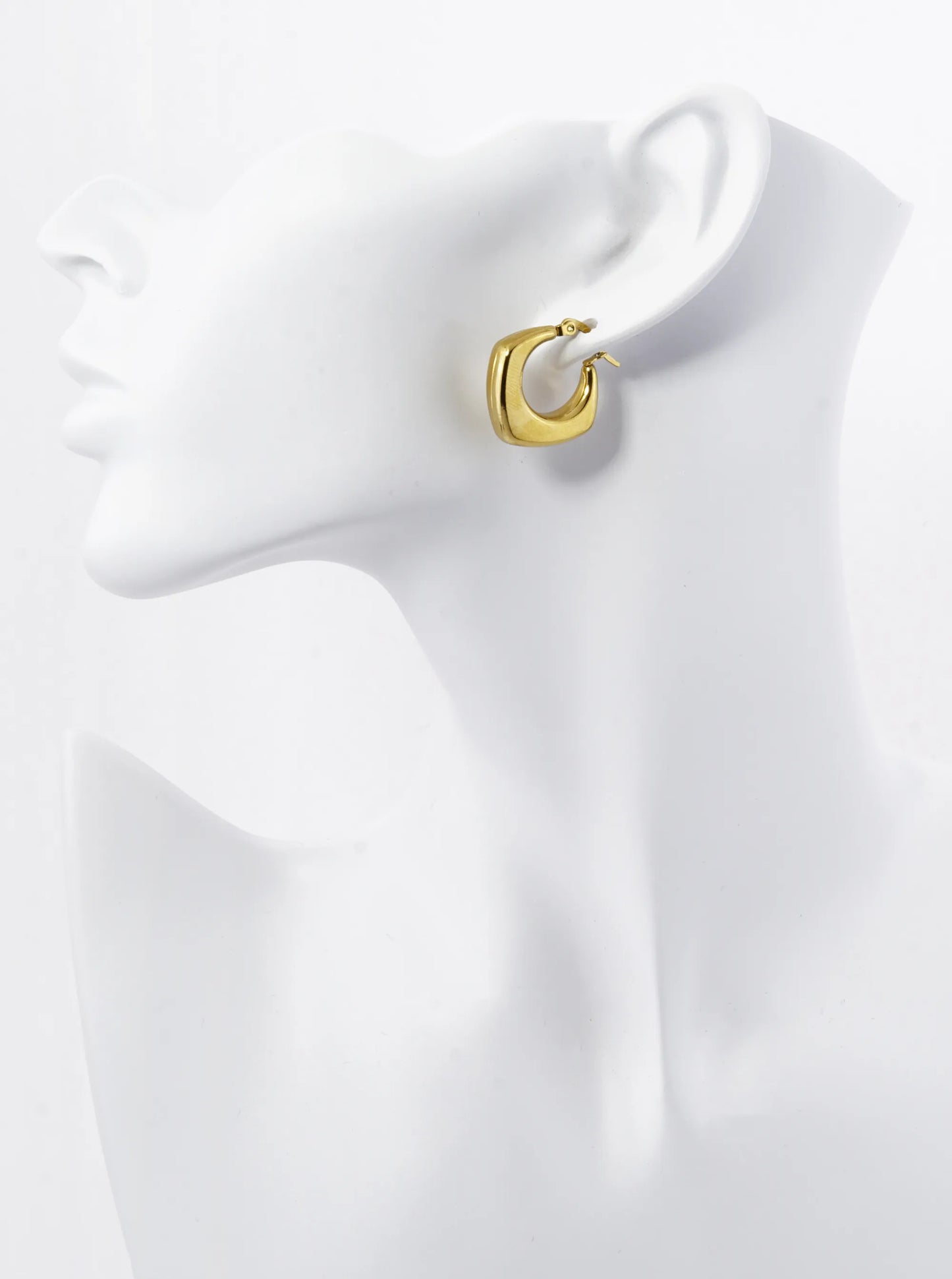 18K Gold Plated Stainless Steel 25mm Hollow Rhombus Shape Hoop Earrings