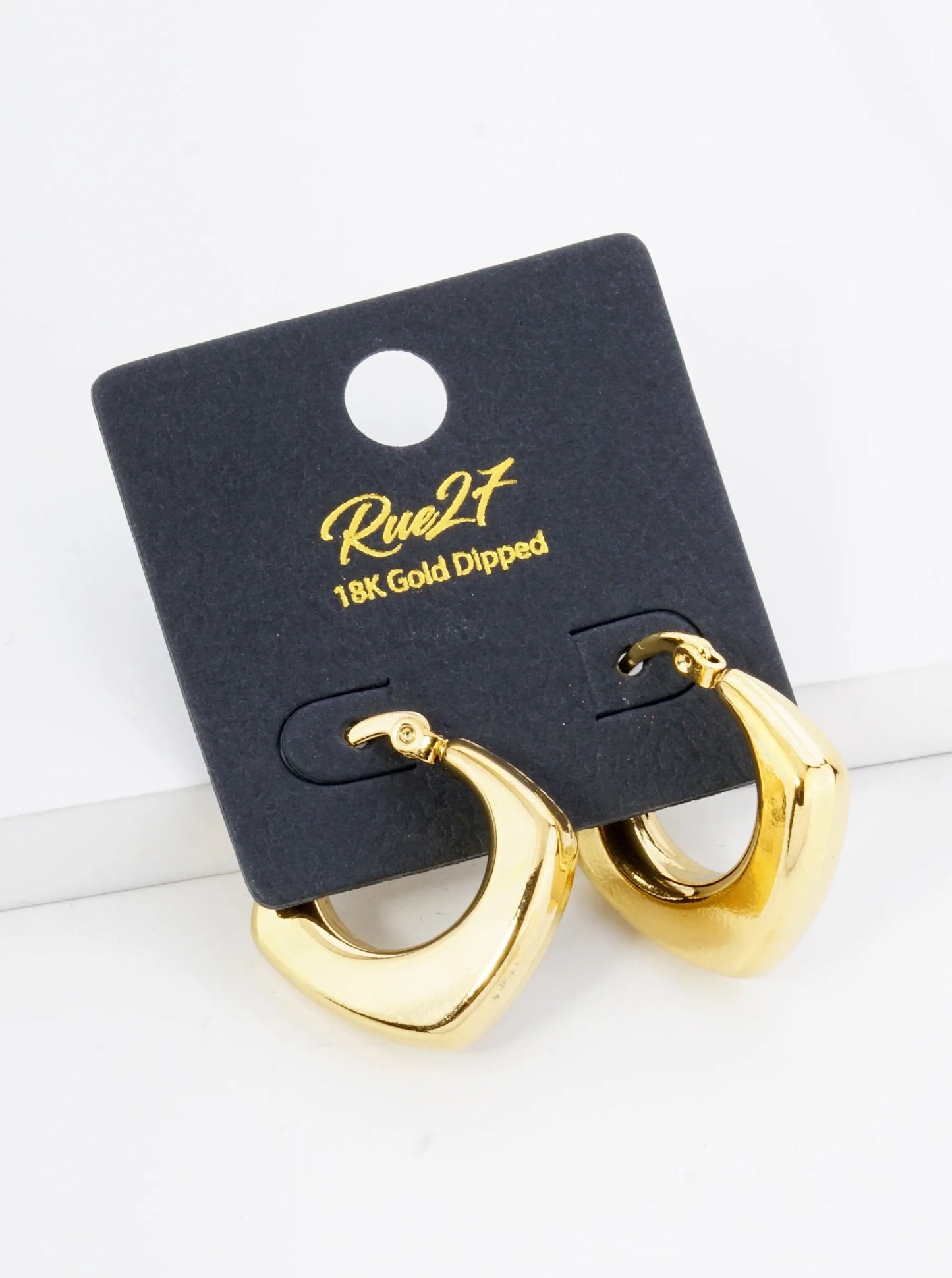 18K Gold Plated Stainless Steel 25mm Hollow Rhombus Shape Hoop Earrings