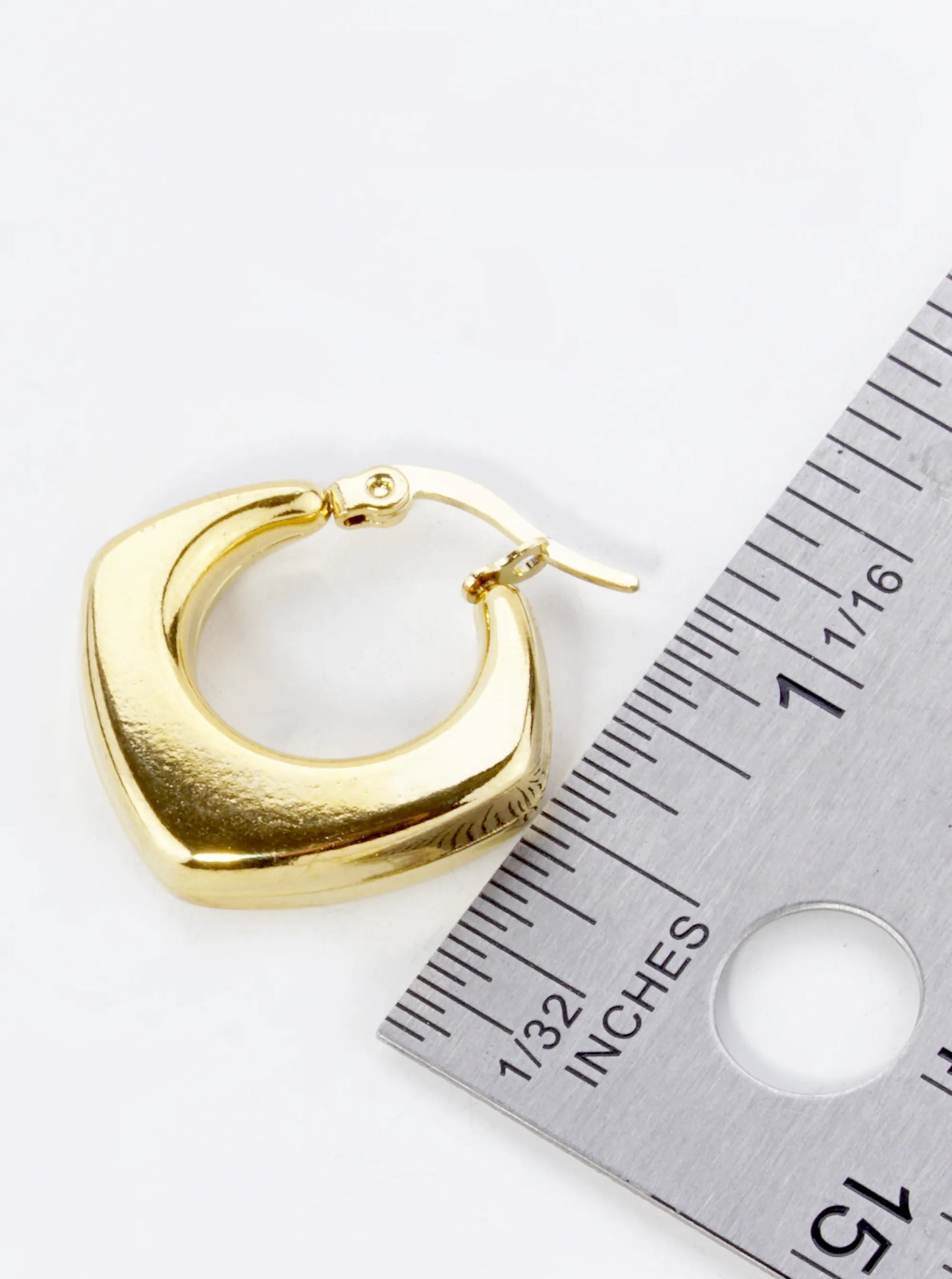 18K Gold Plated Stainless Steel 25mm Hollow Rhombus Shape Hoop Earrings