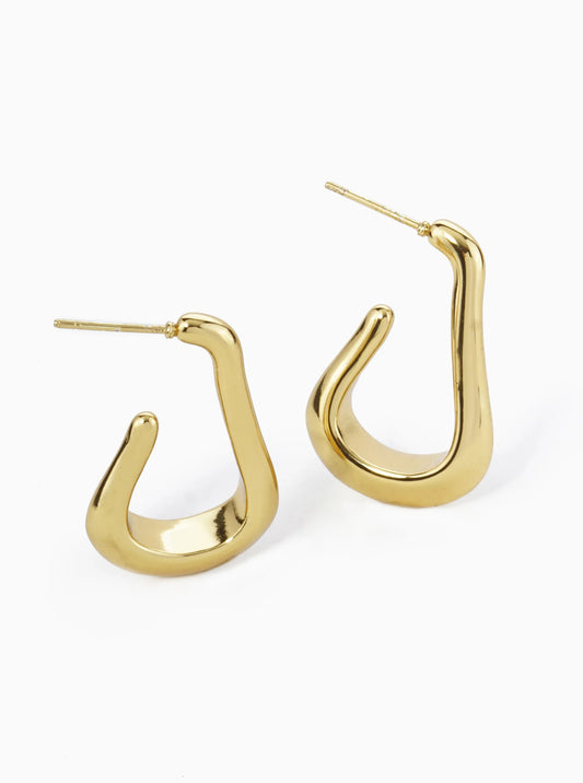 18K Gold Plated Stainless Steel 30mm Organic Hoop Earrings