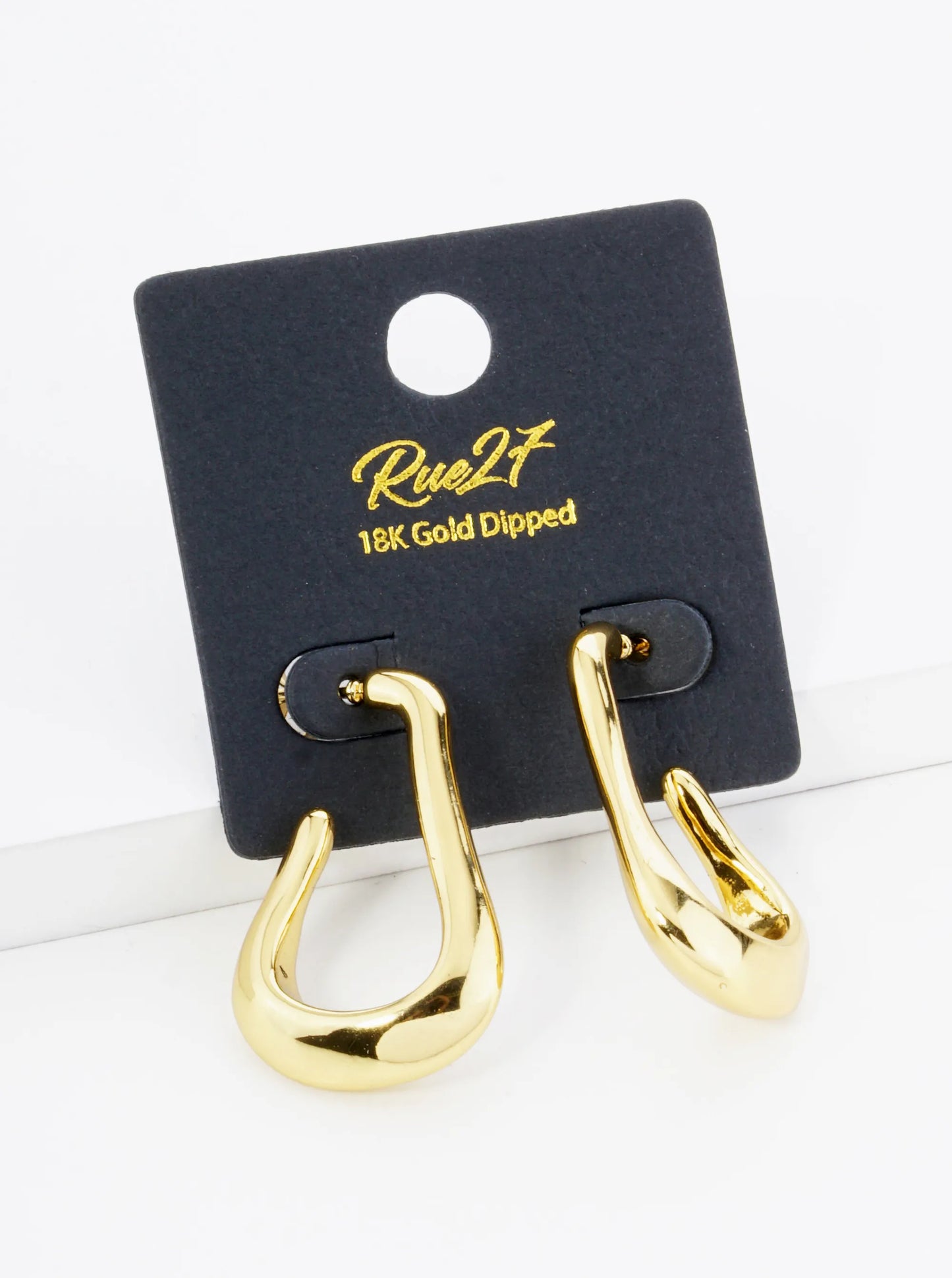 18K Gold Plated Stainless Steel 30mm Organic Hoop Earrings