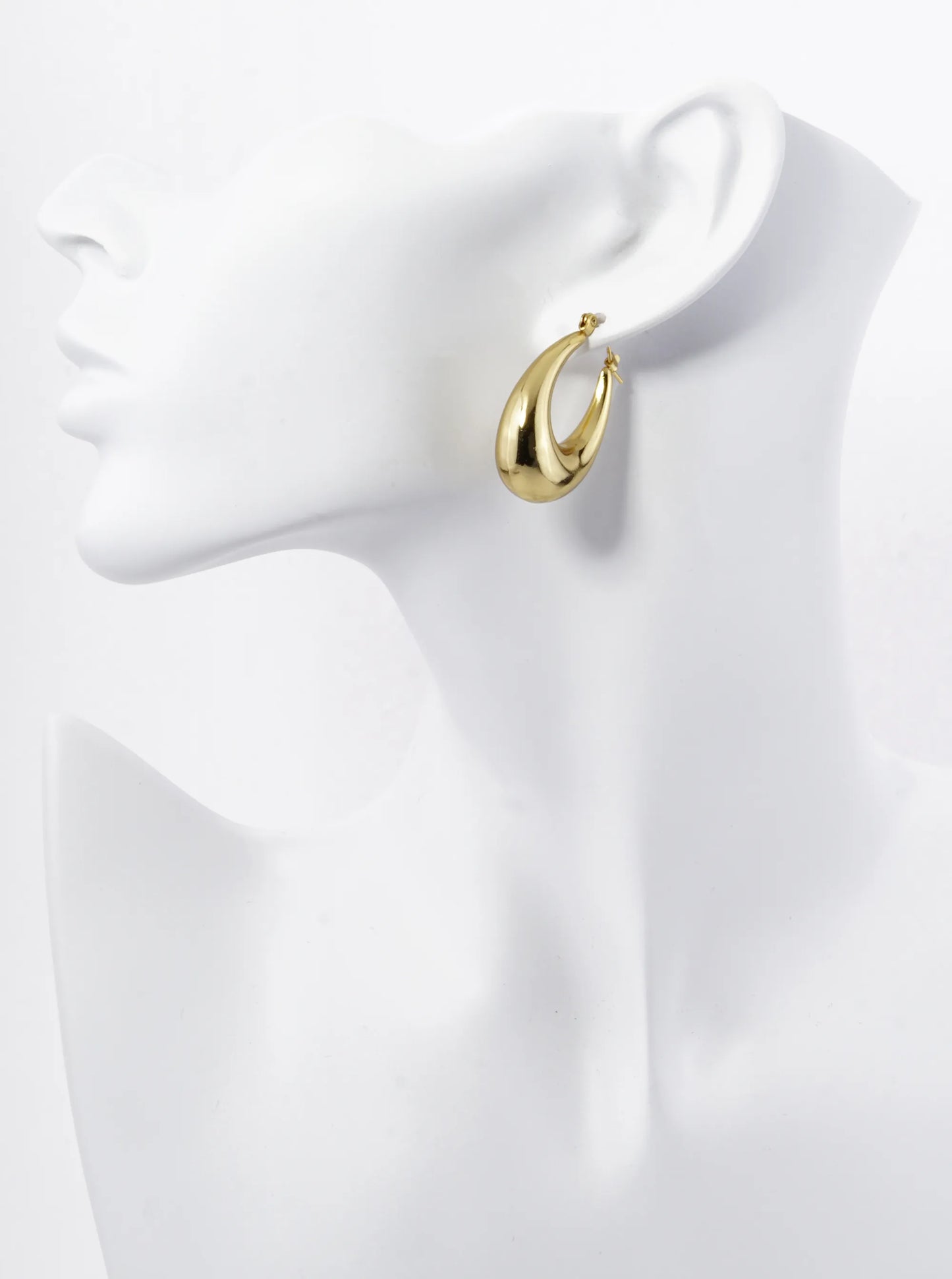 18K Gold Plated Stainless Steel 32mm Hollow Oval Hoop Earrings