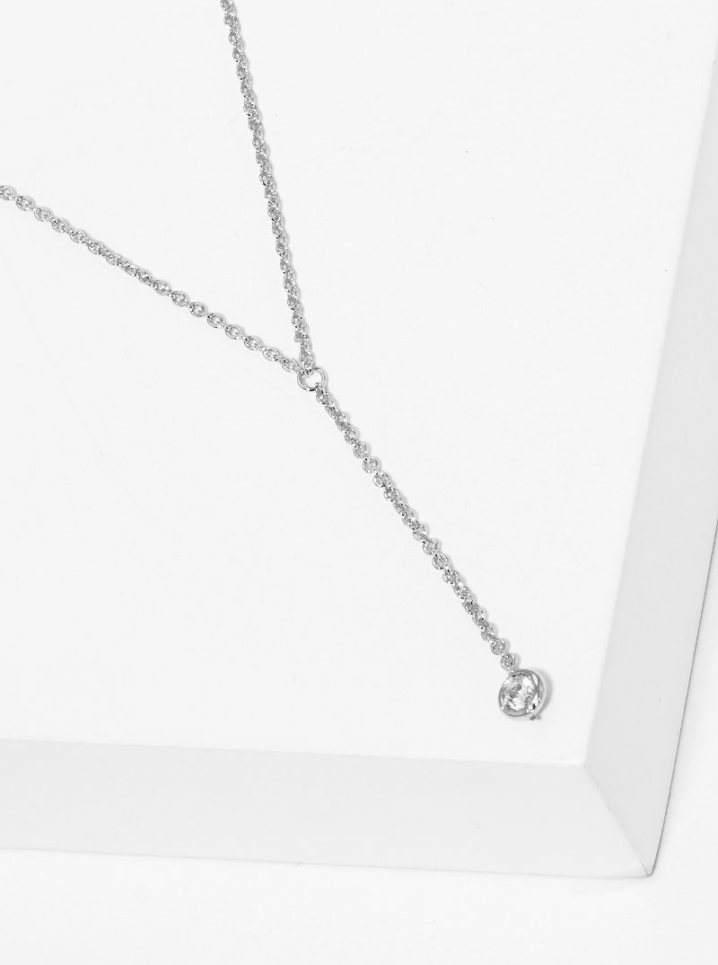 18K Gold Dipped 3mm Cubic Zirconia Stone Chain Drop Necklace