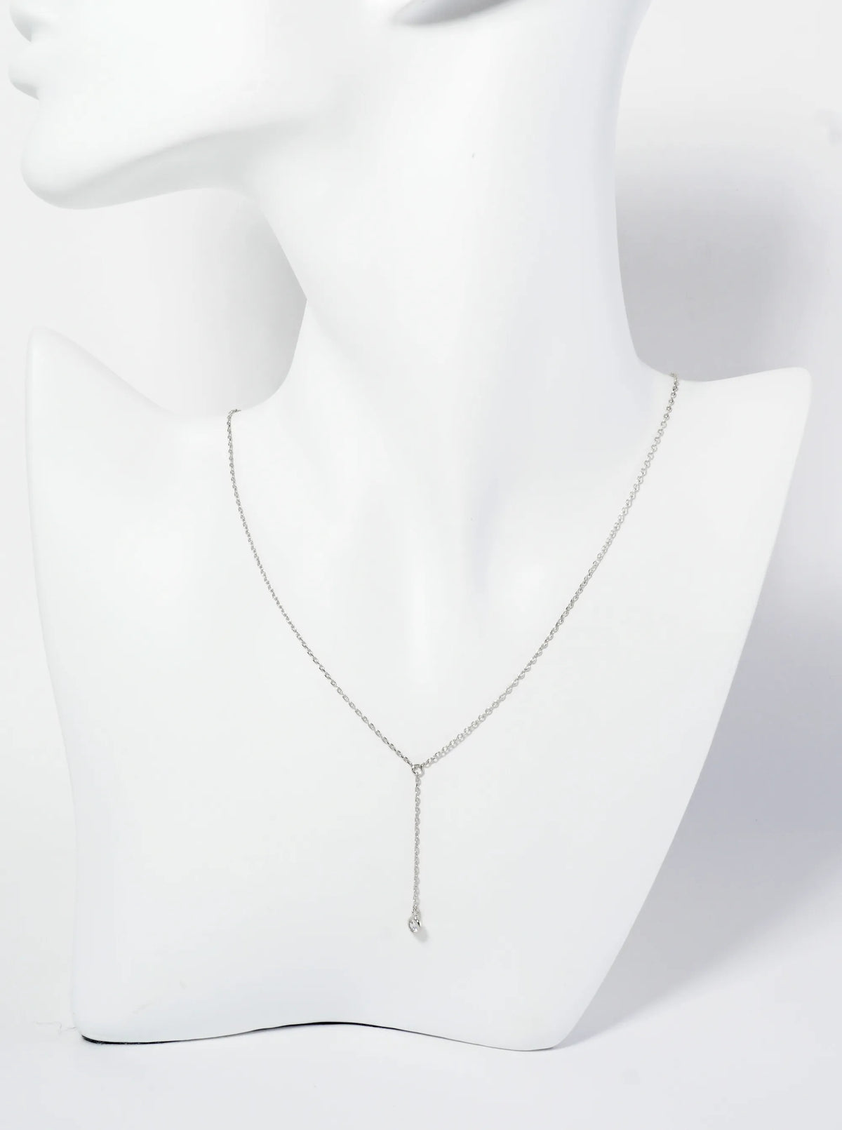 18K Gold Dipped 3mm Cubic Zirconia Stone Chain Drop Necklace